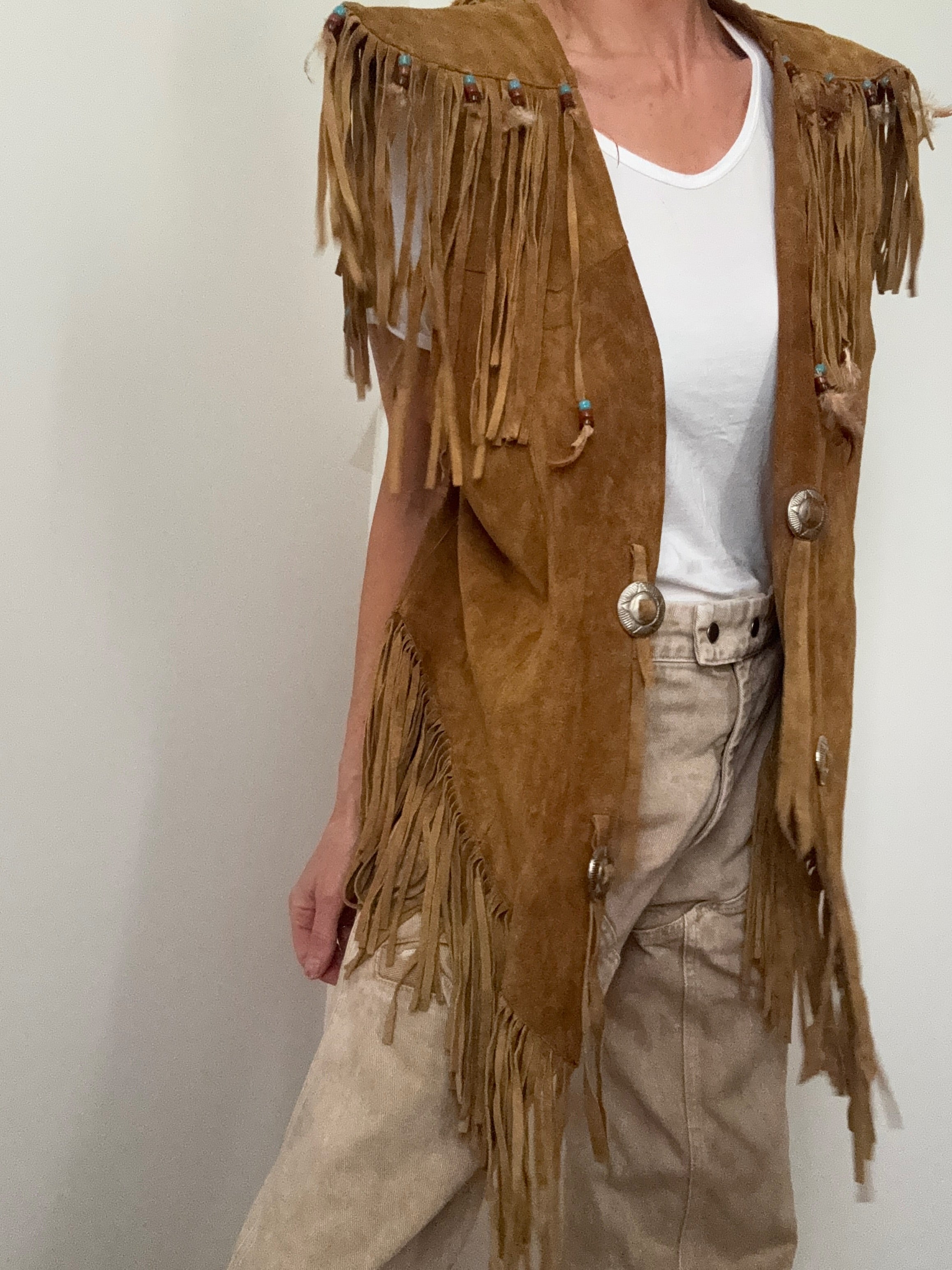 Tabinos Suede Tassel Vest | Vests