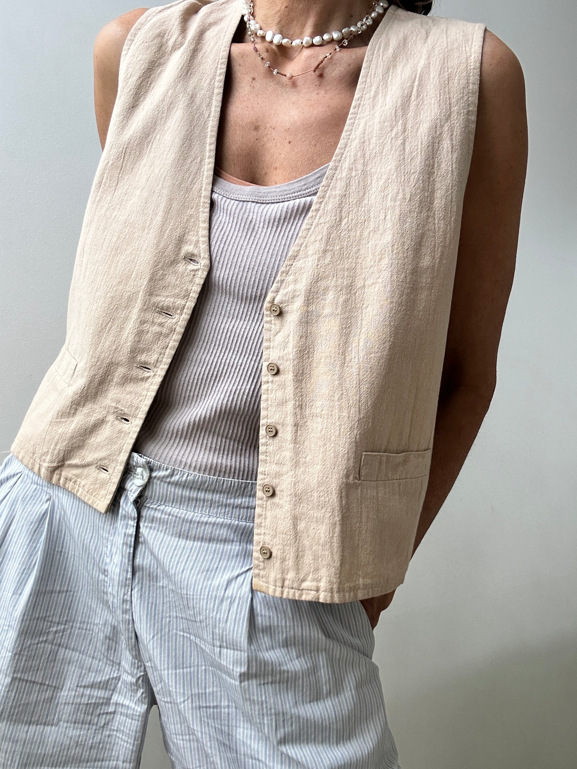 Vintage Cotton Vest Apricot | Vests