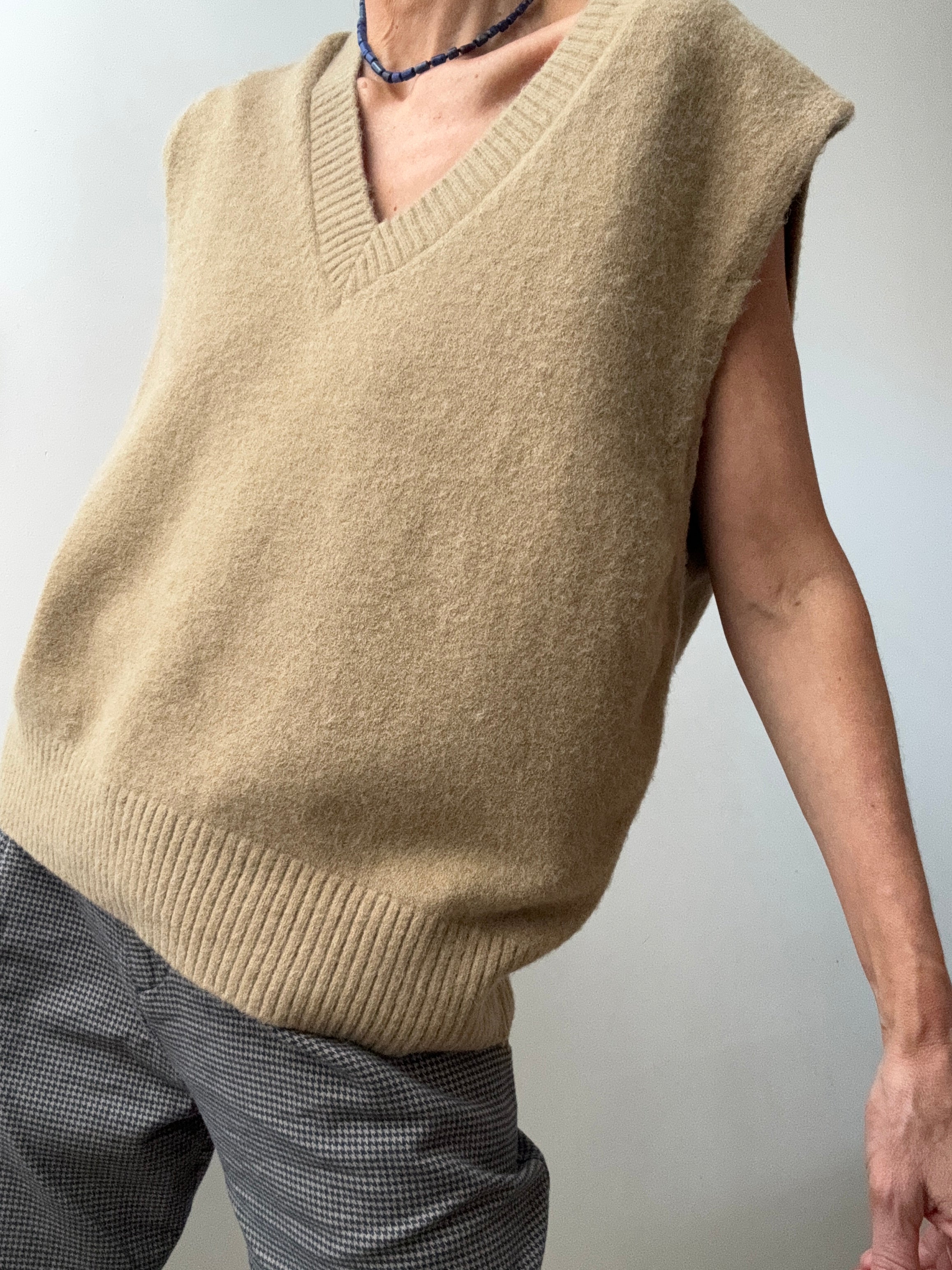 Blended Winter Knit Vest Tan | Vests