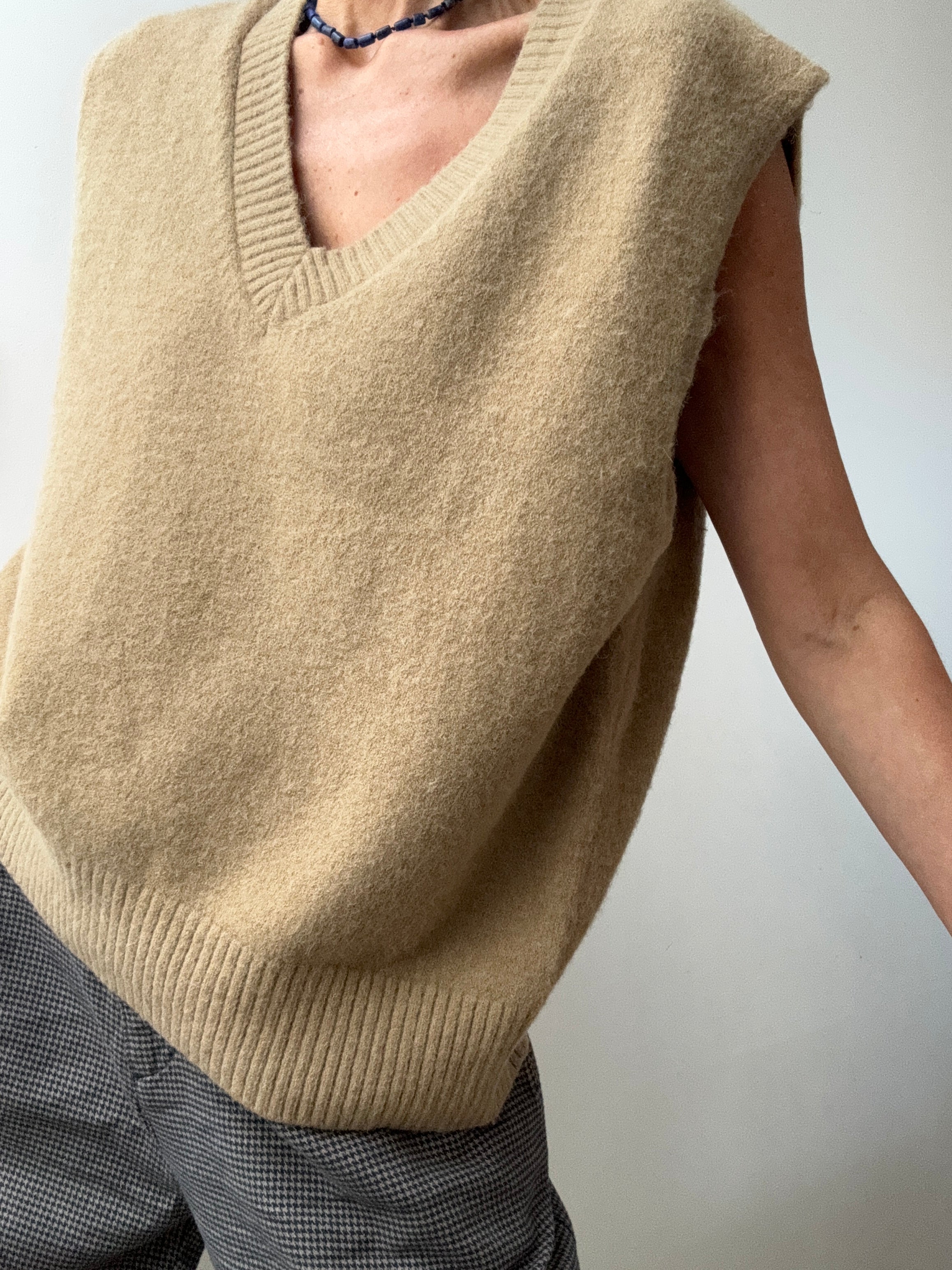 Blended Winter Knit Vest Tan | Vests