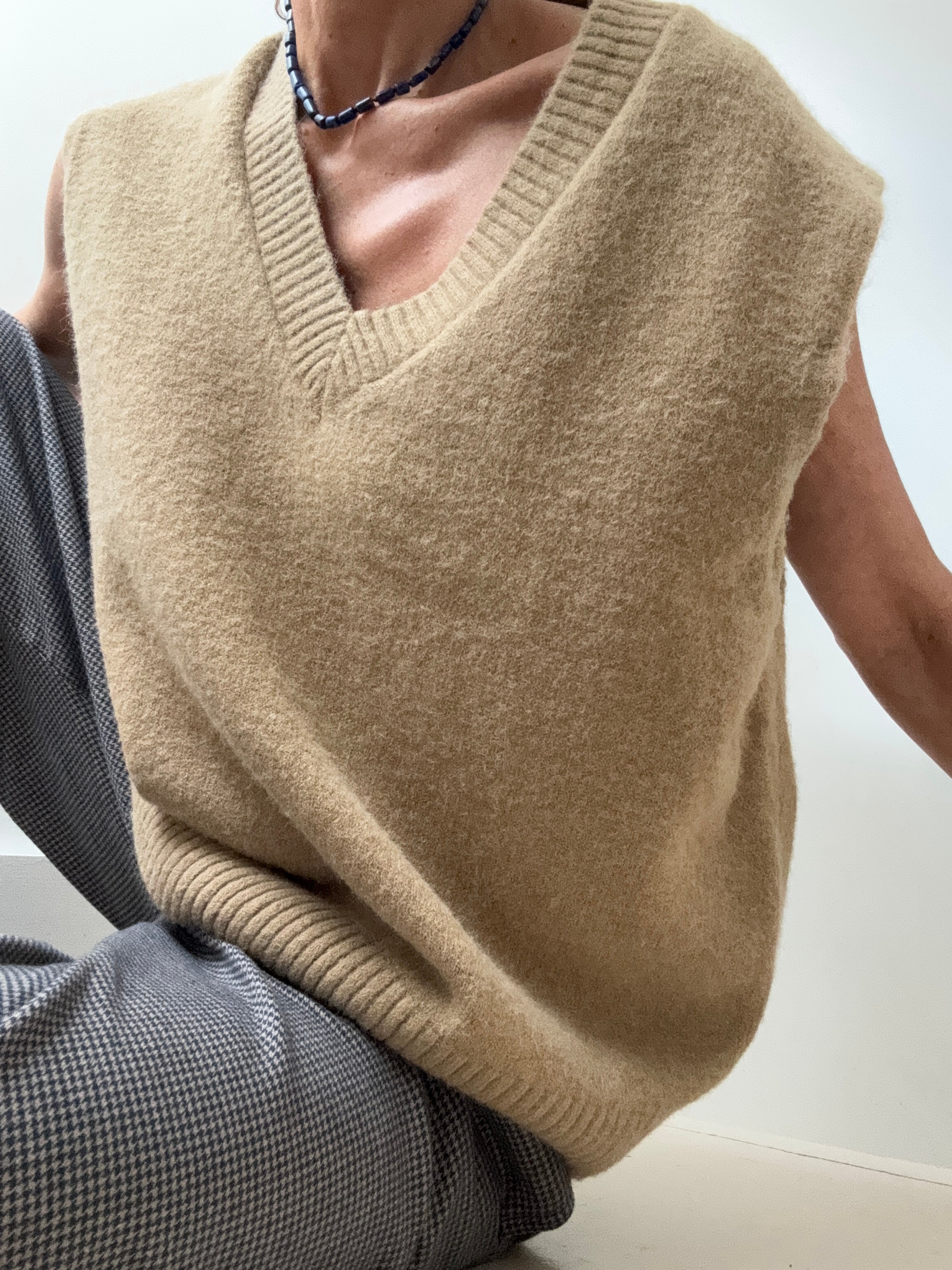 Blended Winter Knit Vest Tan | Vests