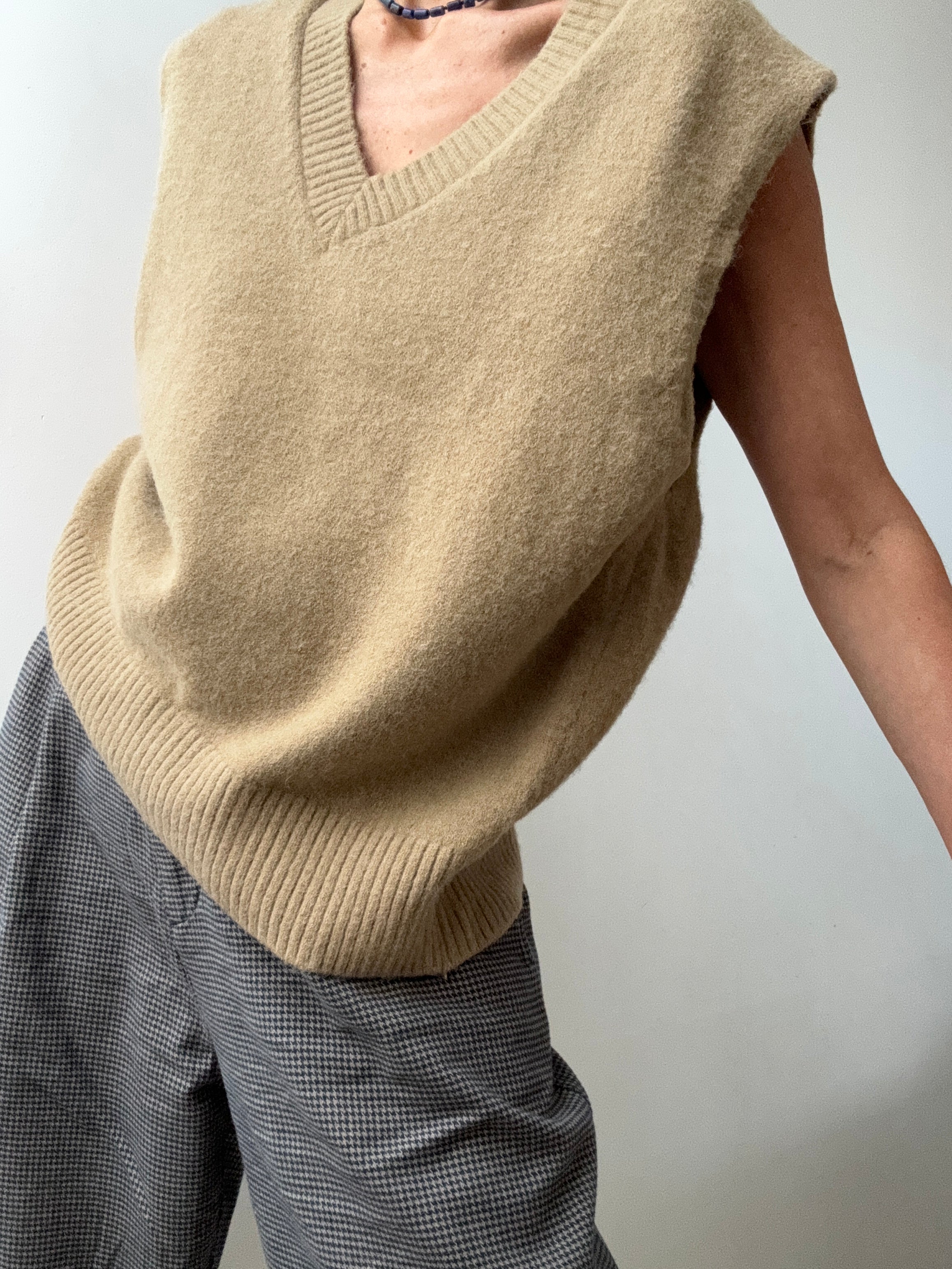 Blended Winter Knit Vest Tan | Vests