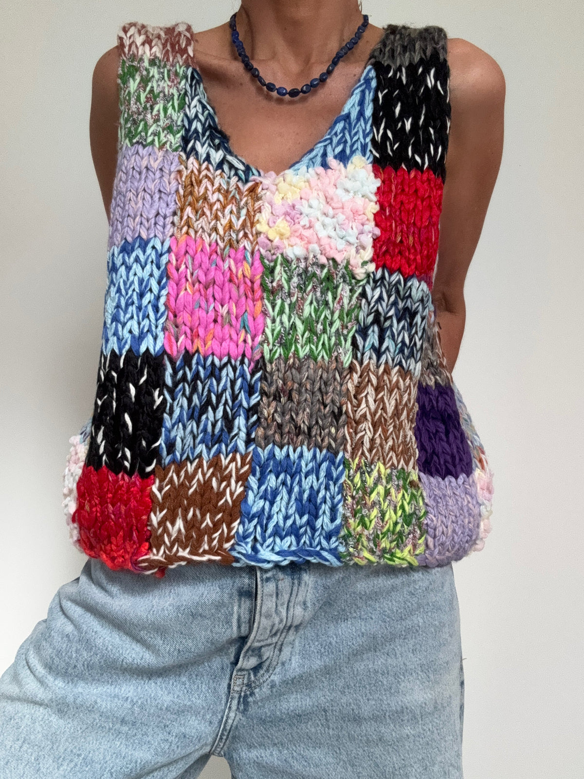 Patchwork Knit Vest