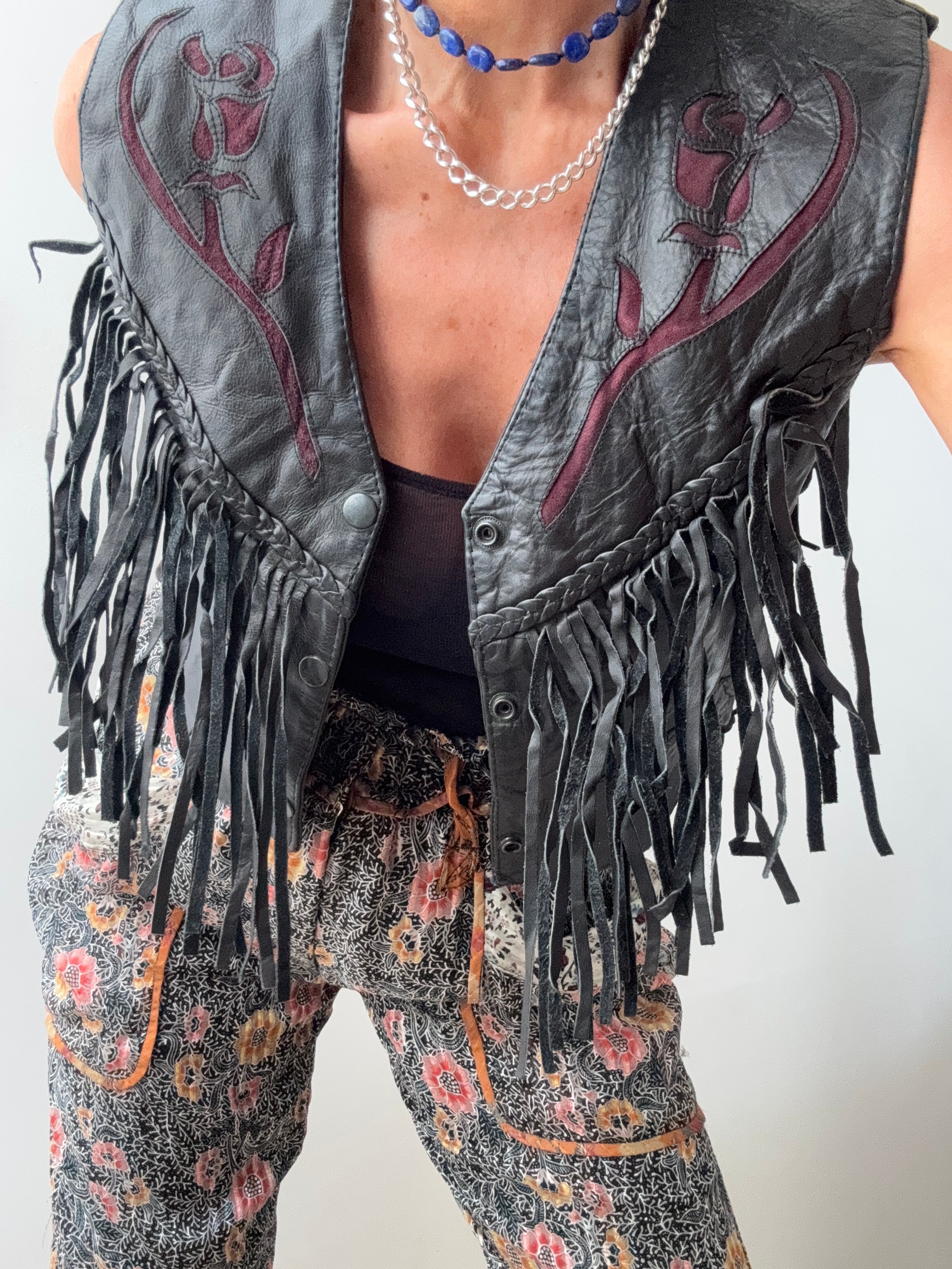 Vintage Roses Leather Vest | Vests