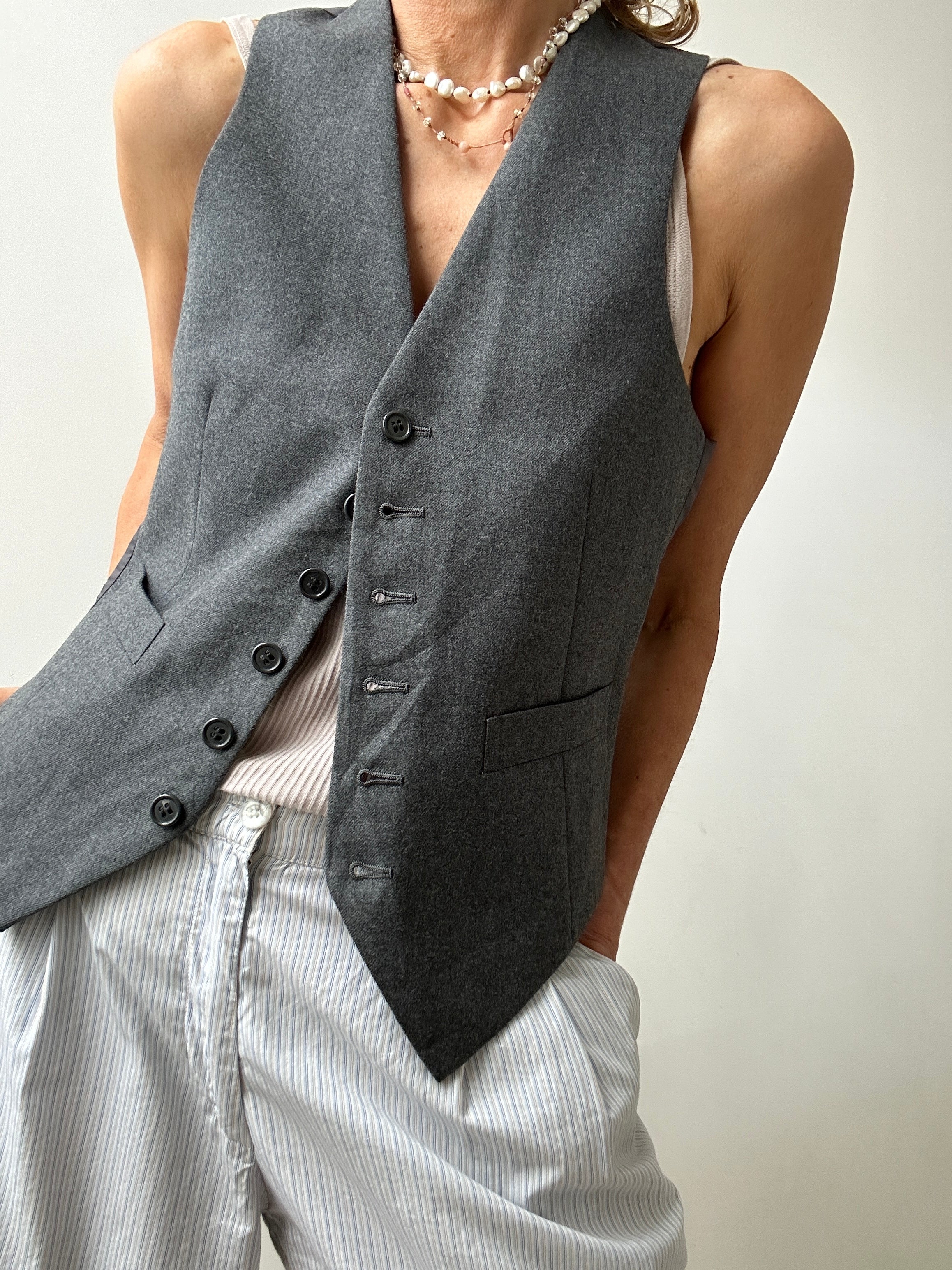 Vintage Suite Vest Light Grey Wool | Vests