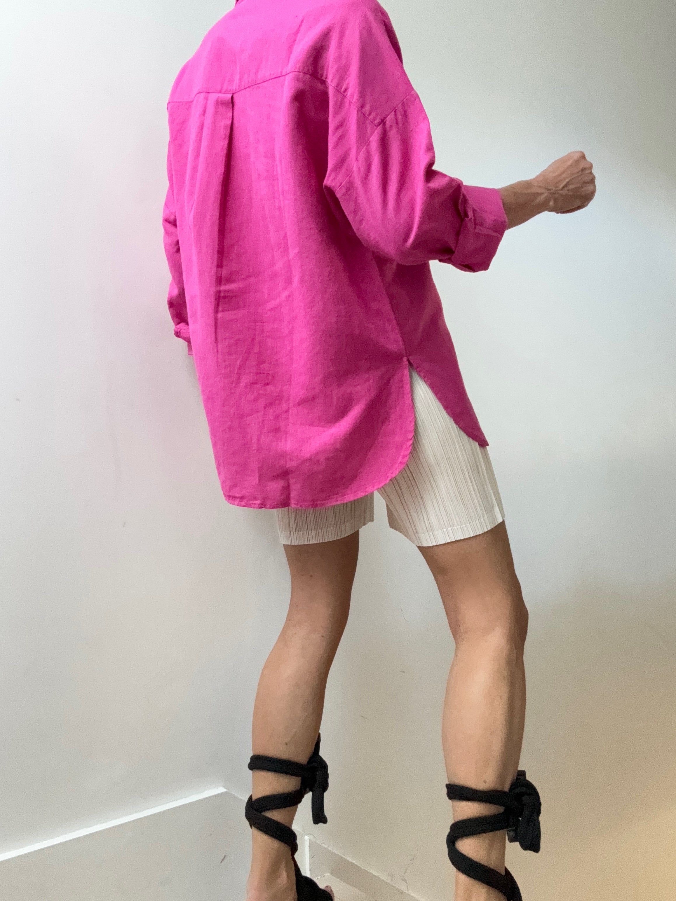 Organic Cotton Linen Camelia Shirt Pink | Shirts