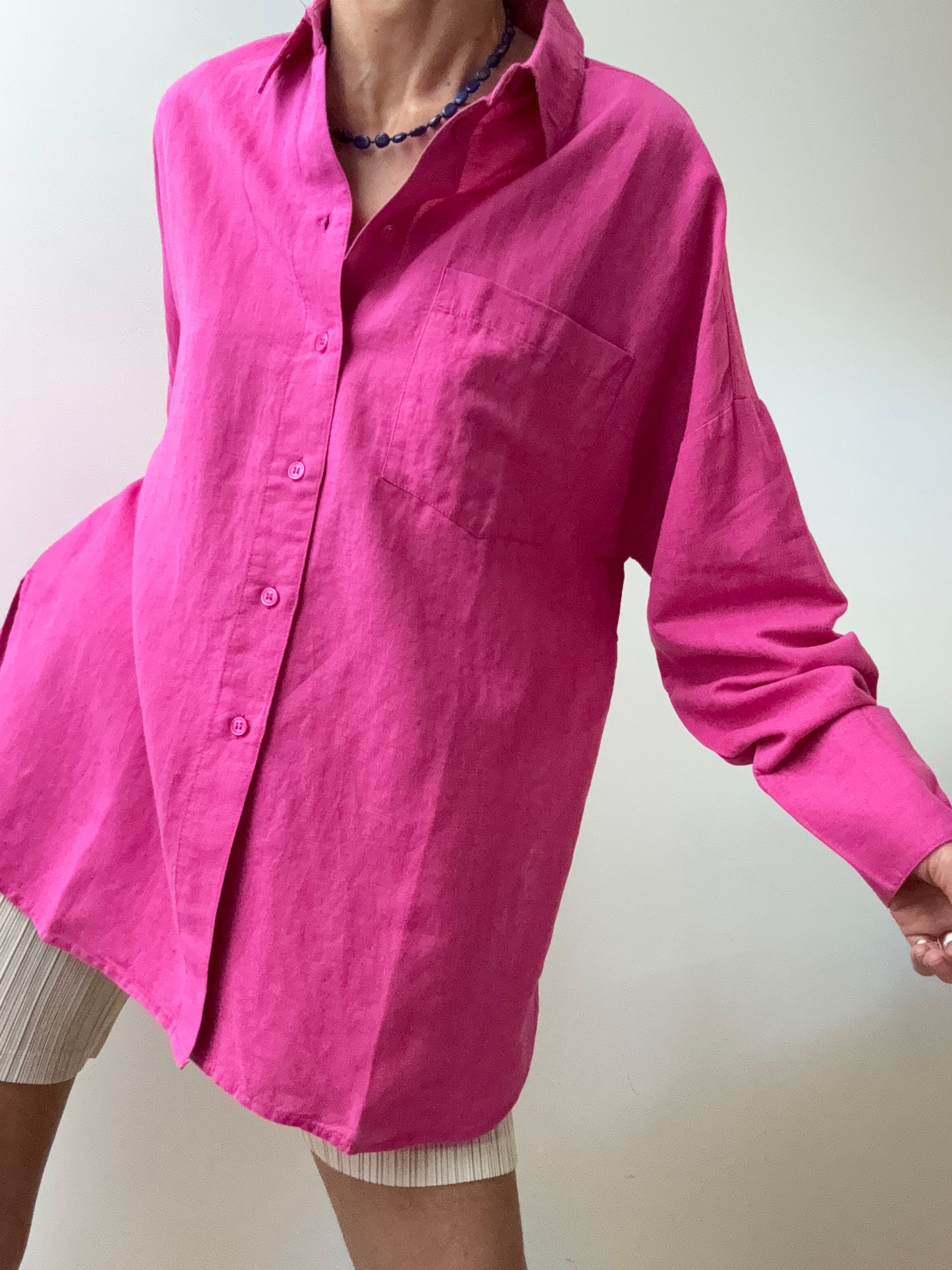 Organic Cotton Linen Camelia Shirt Pink | Shirts