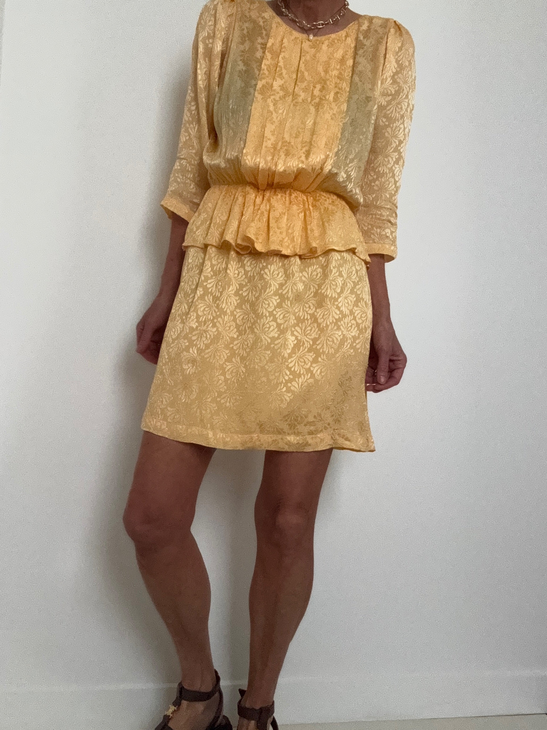 Ganni Dresses Ganni Peplum Waist Dress Yellow