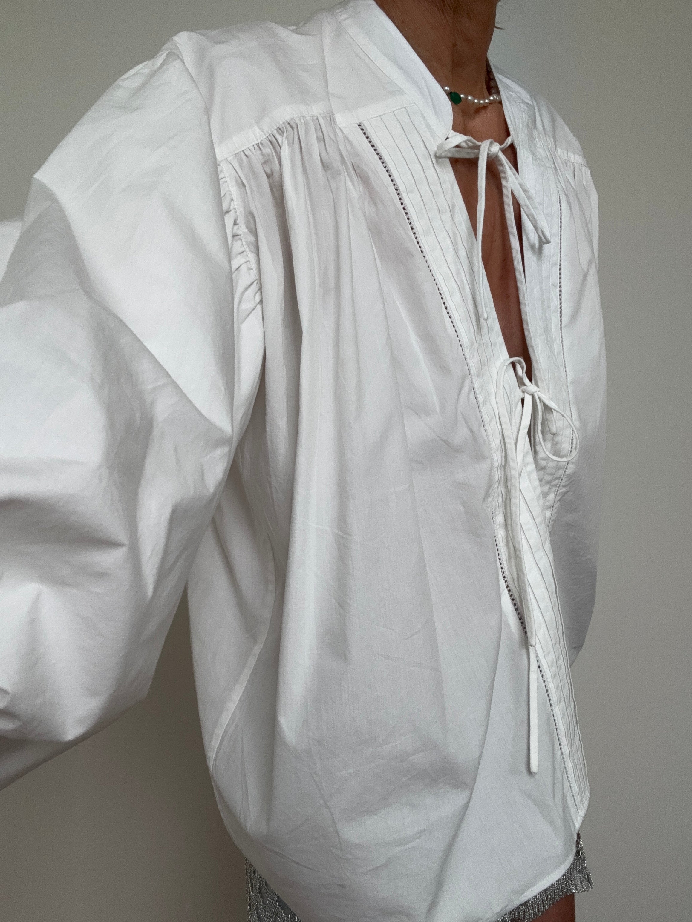 Bales Tie Front Cotton Shirt | Tops