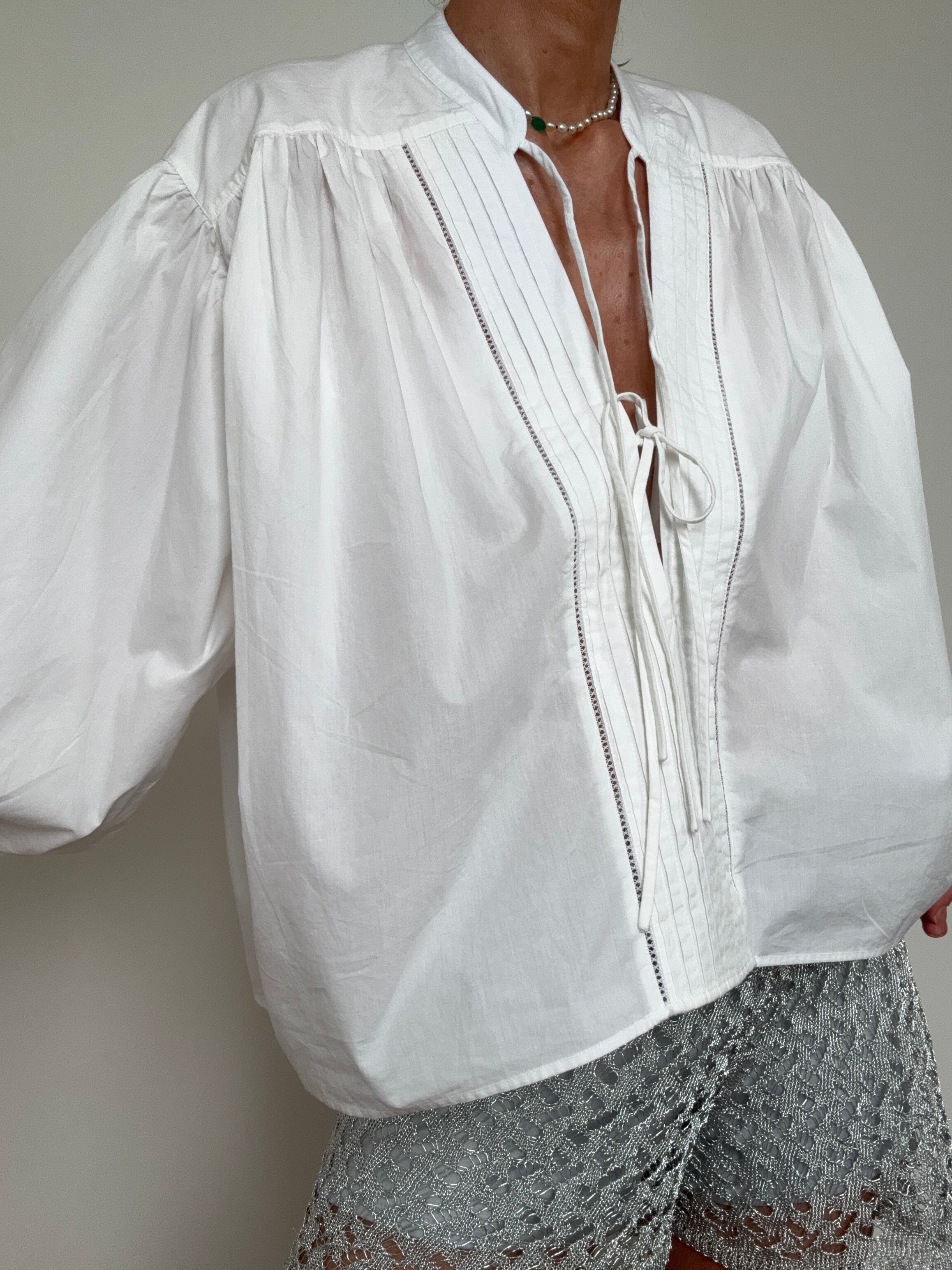 Bales Tie Front Cotton Shirt | Tops