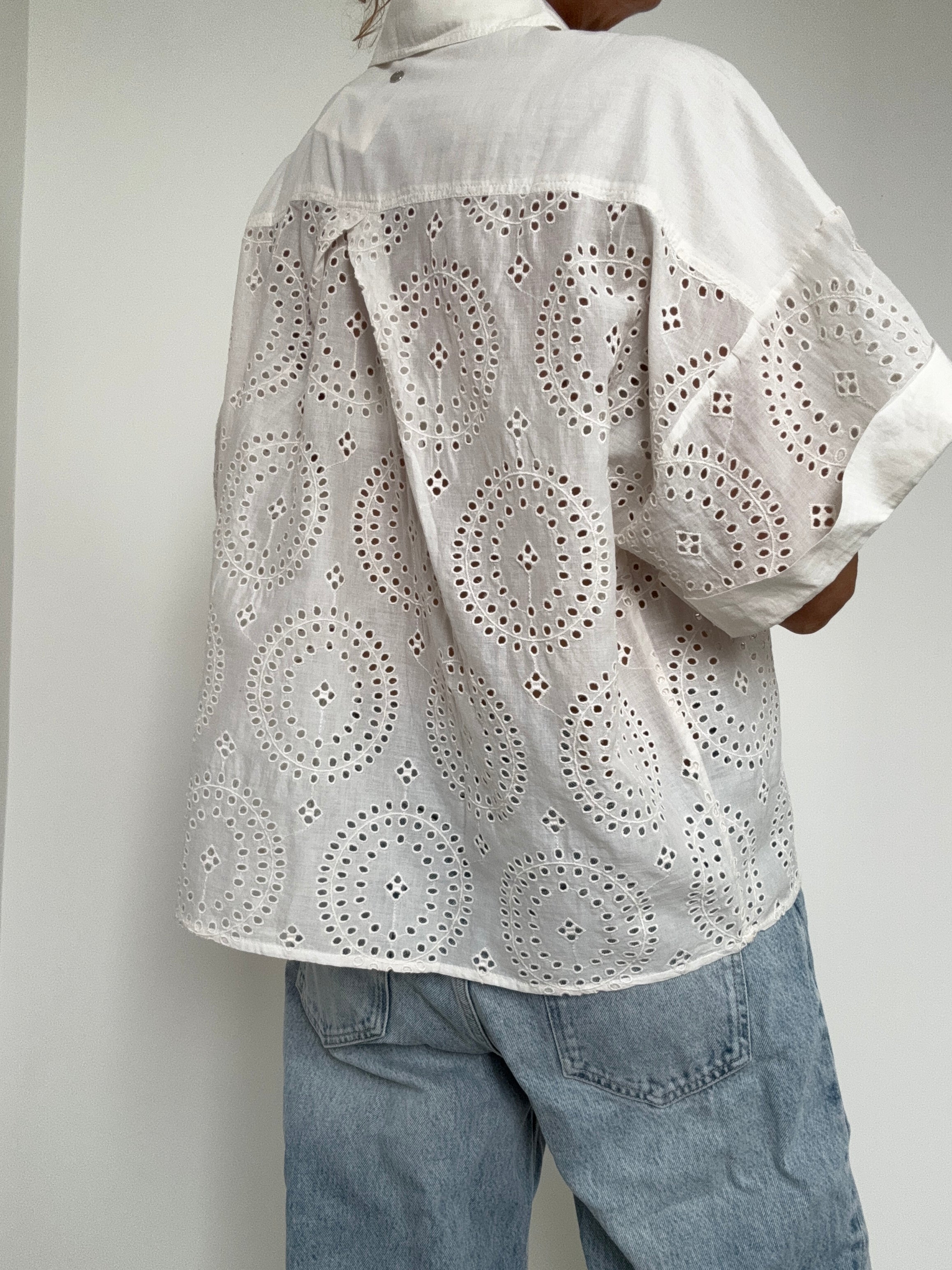 Hugo Boss Tops Bisenas Broderie Anglaise Shirt White