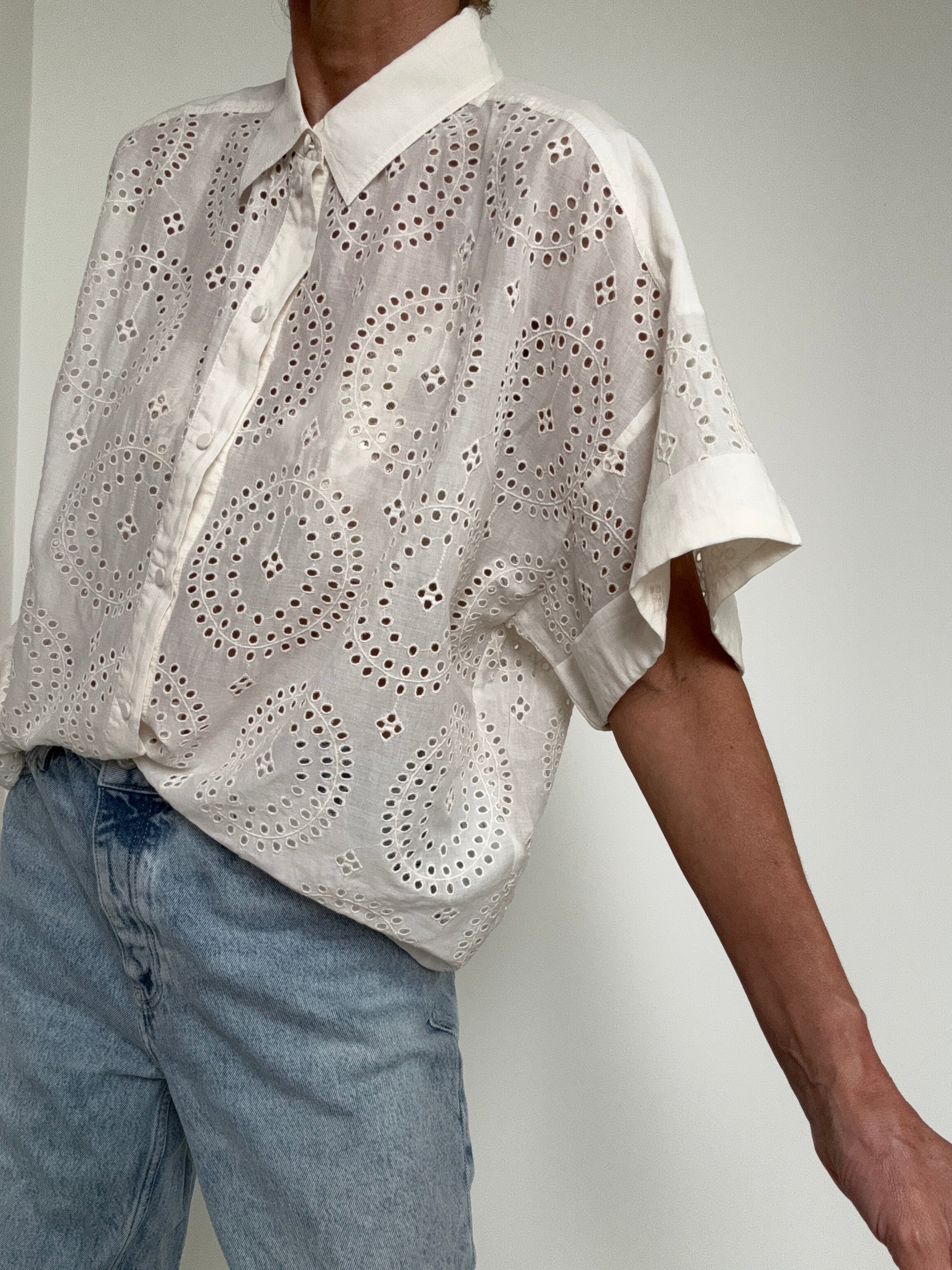 Hugo Boss Tops Bisenas Broderie Anglaise Shirt White