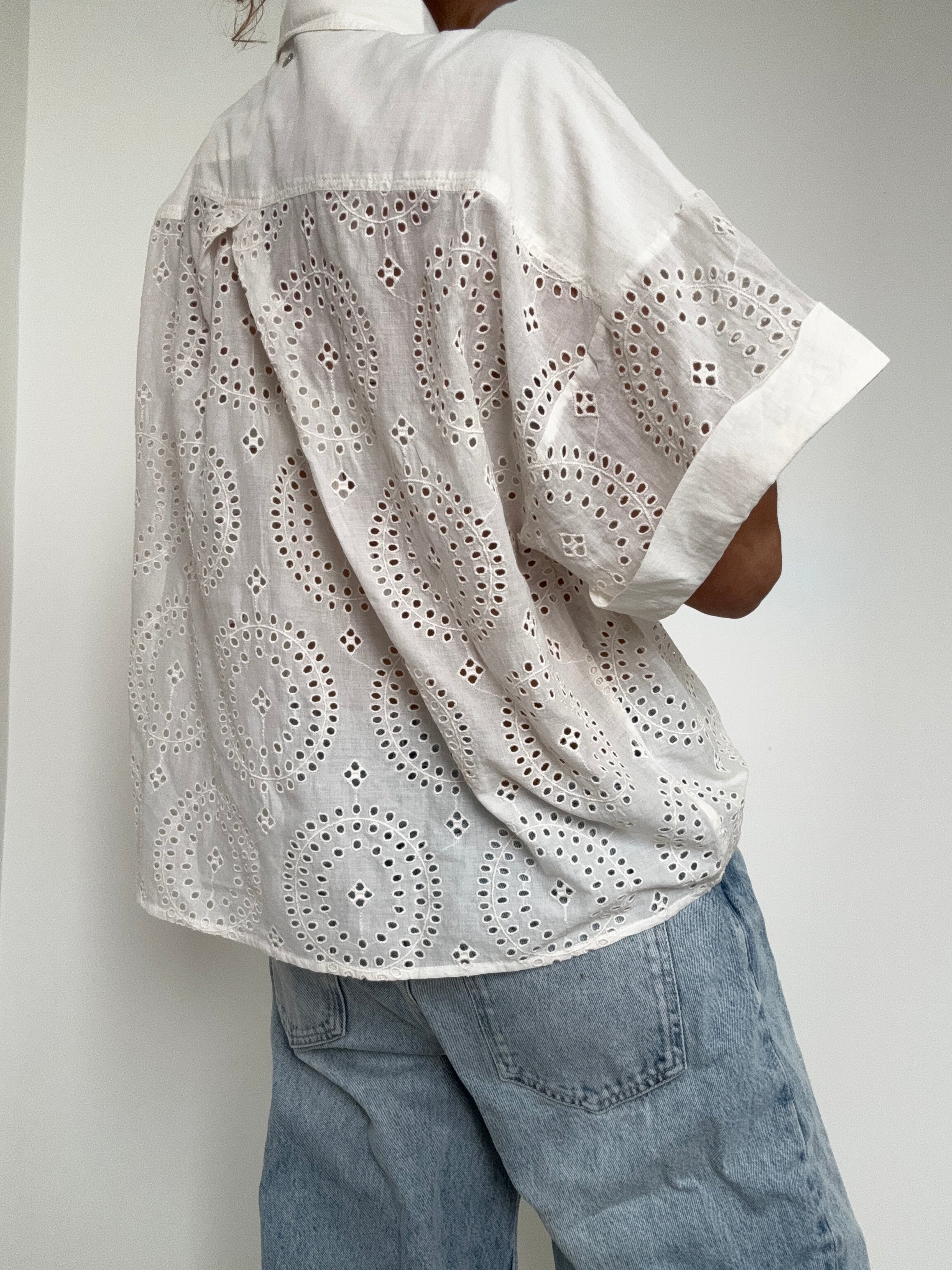 Hugo Boss Tops Bisenas Broderie Anglaise Shirt White