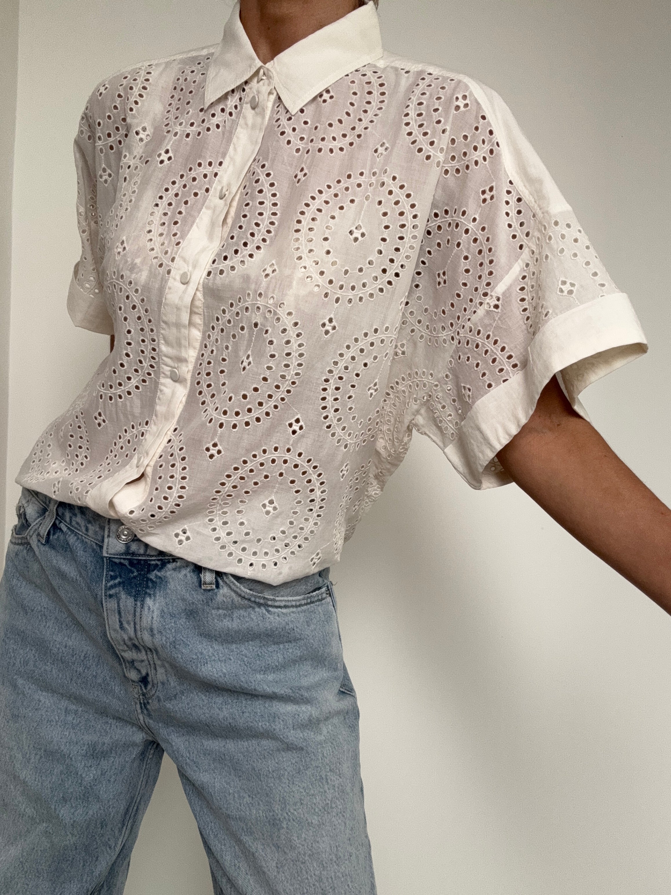 Hugo Boss Tops Bisenas Broderie Anglaise Shirt White