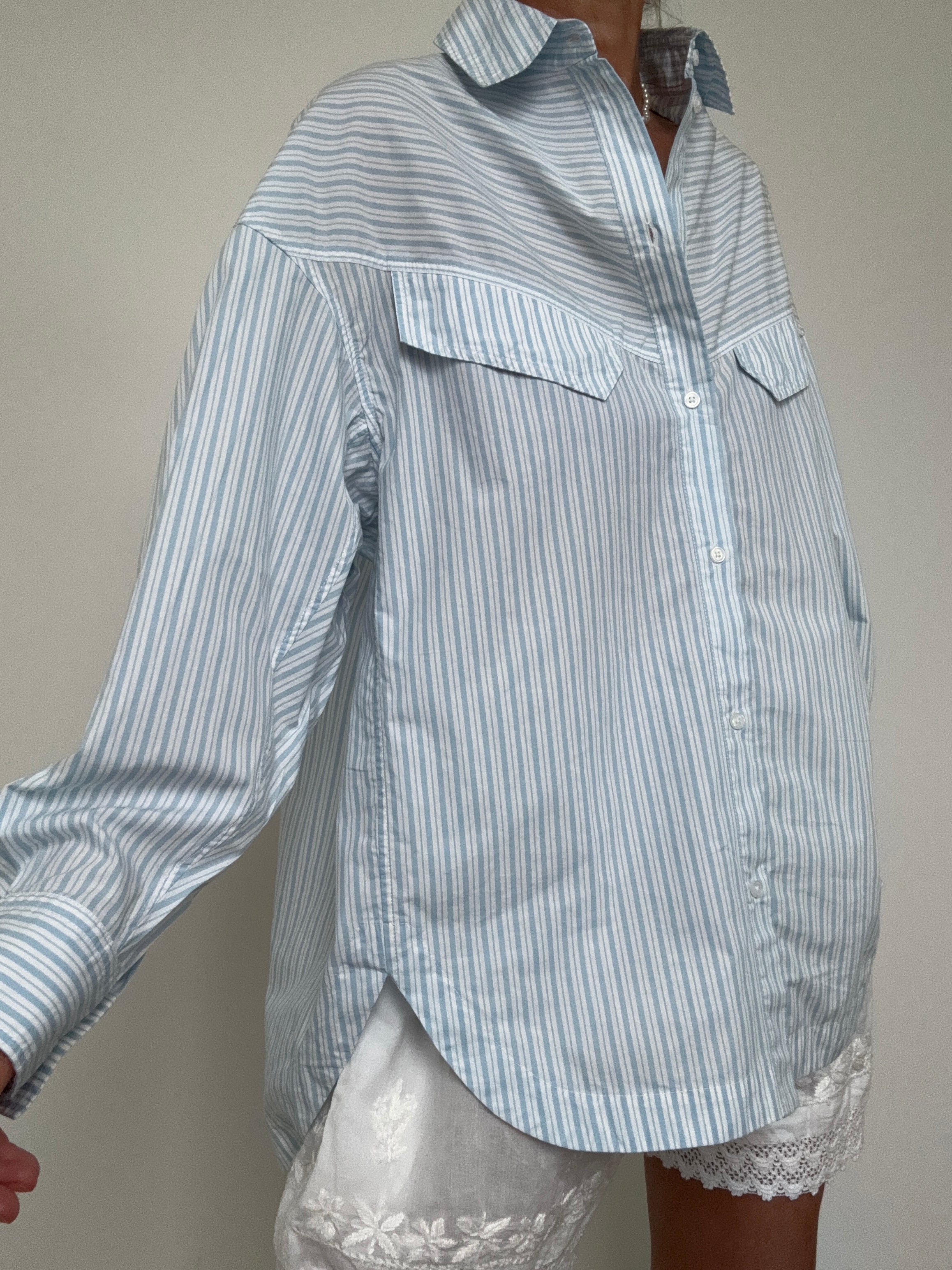 Oversize Fit Blouse In Stripe Blue | Tops