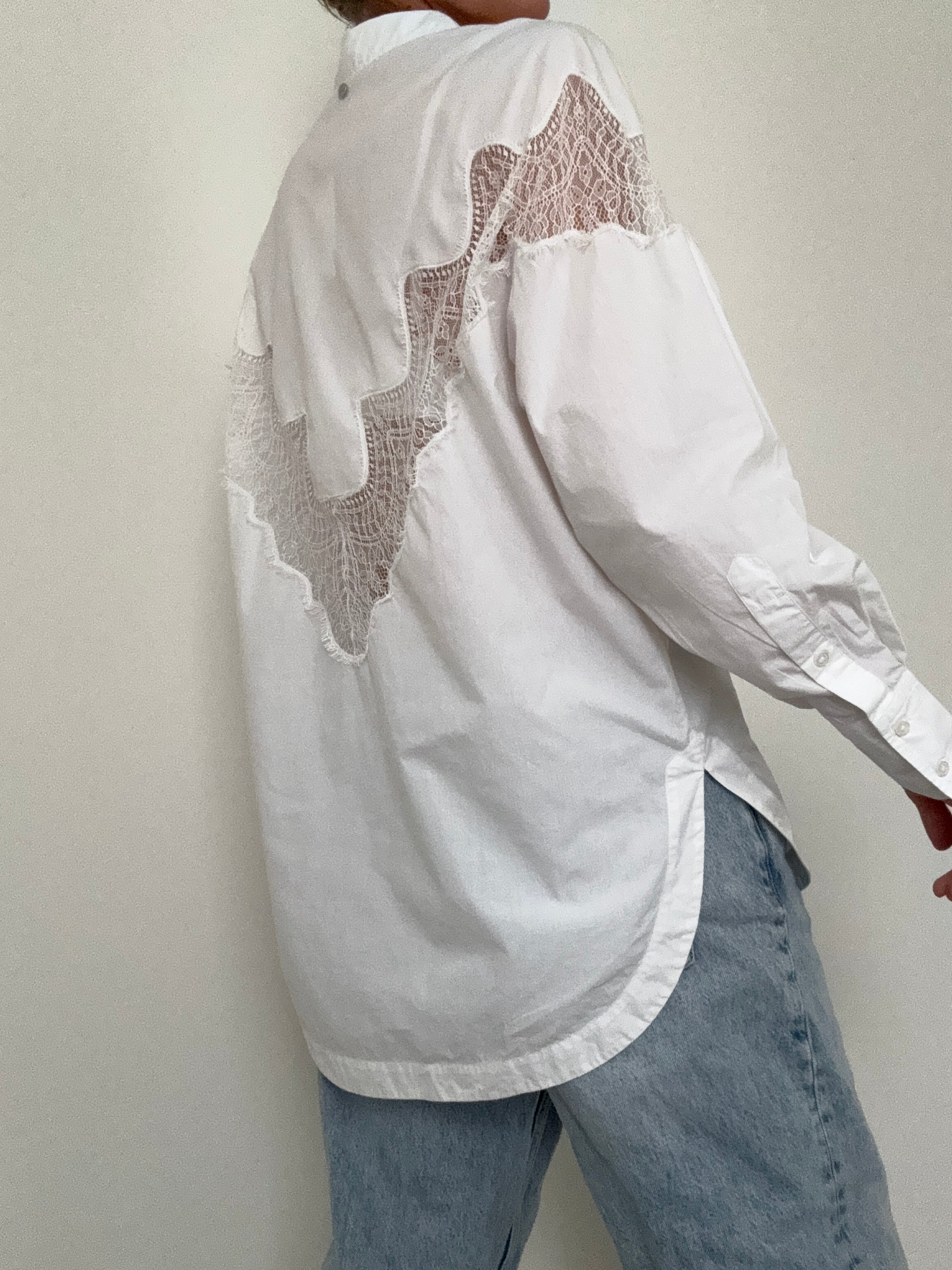 Hugo Boss Tops Oversized Fit Blouse Lace Motif