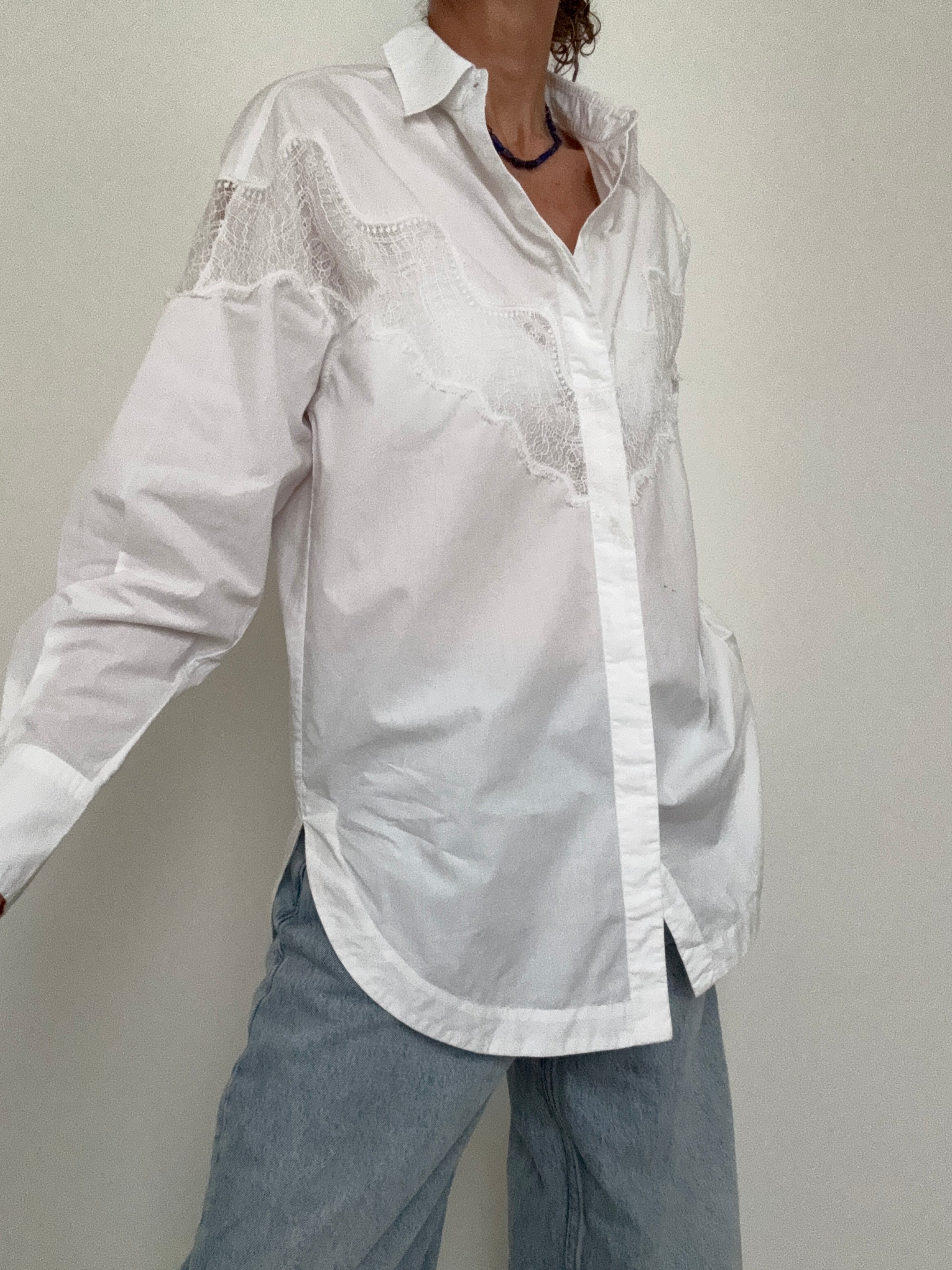 Hugo Boss Tops Oversized Fit Blouse Lace Motif