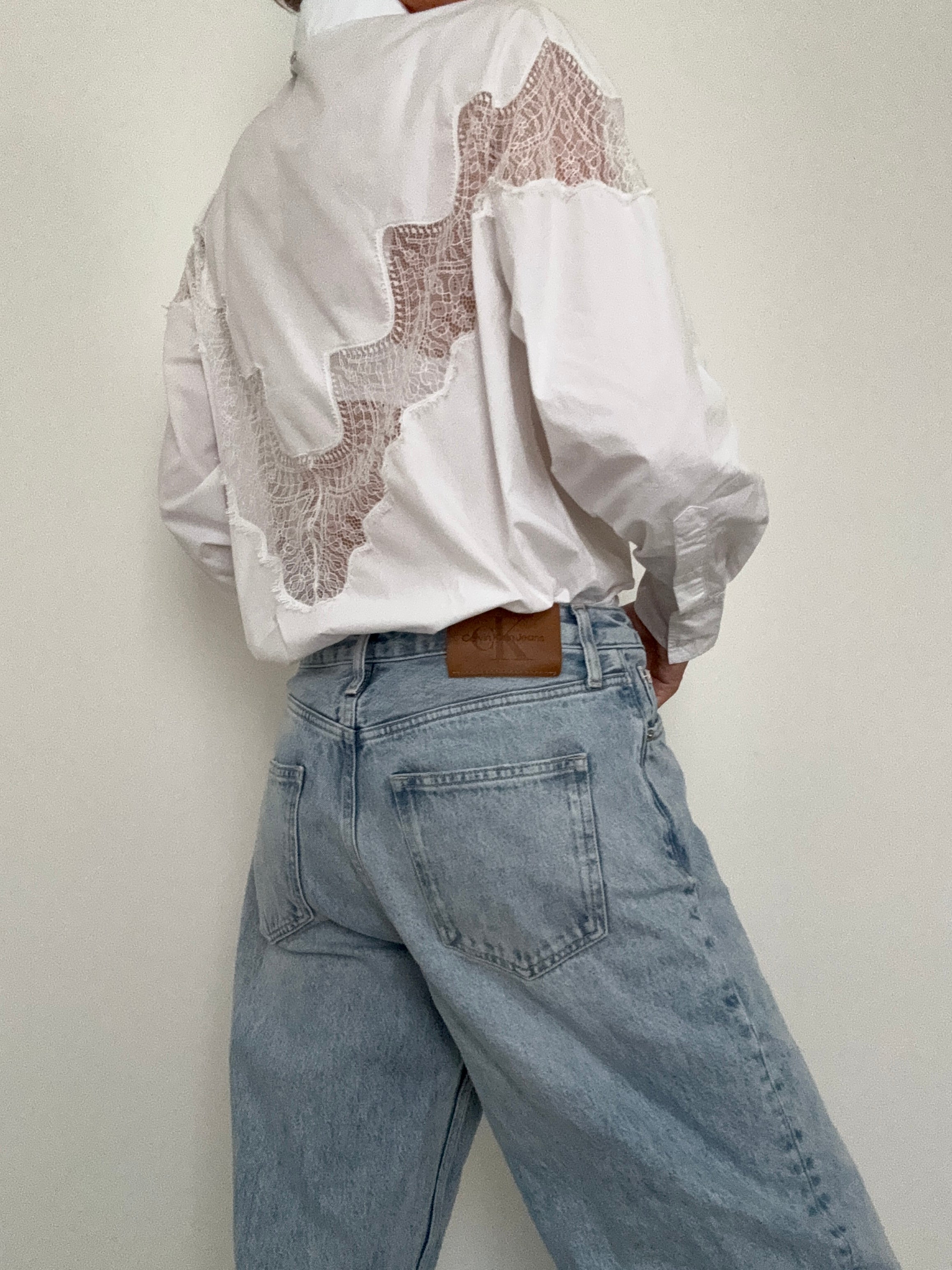 Hugo Boss Tops Oversized Fit Blouse Lace Motif