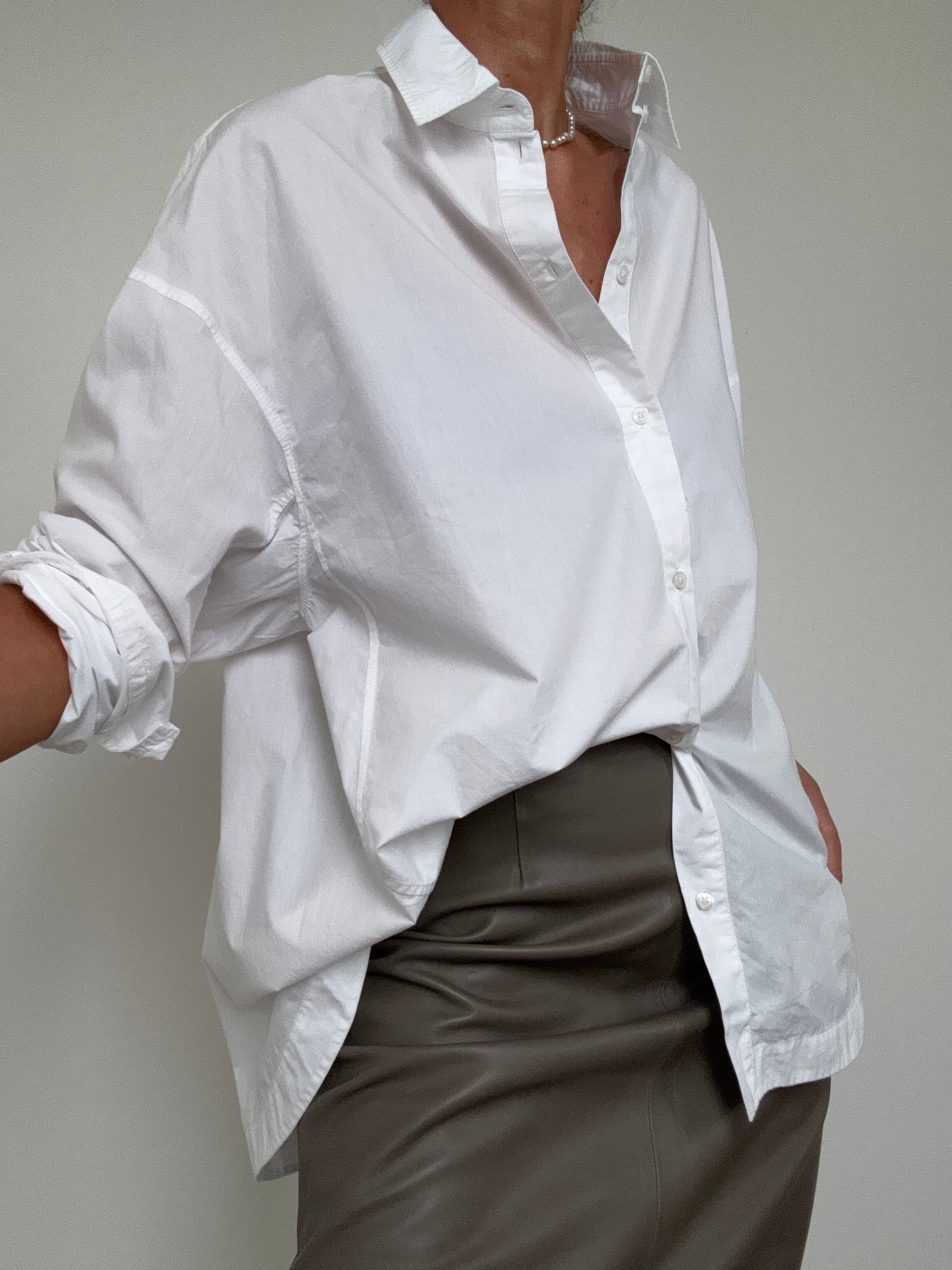 Oversized White Cotton Shirt | Tops
