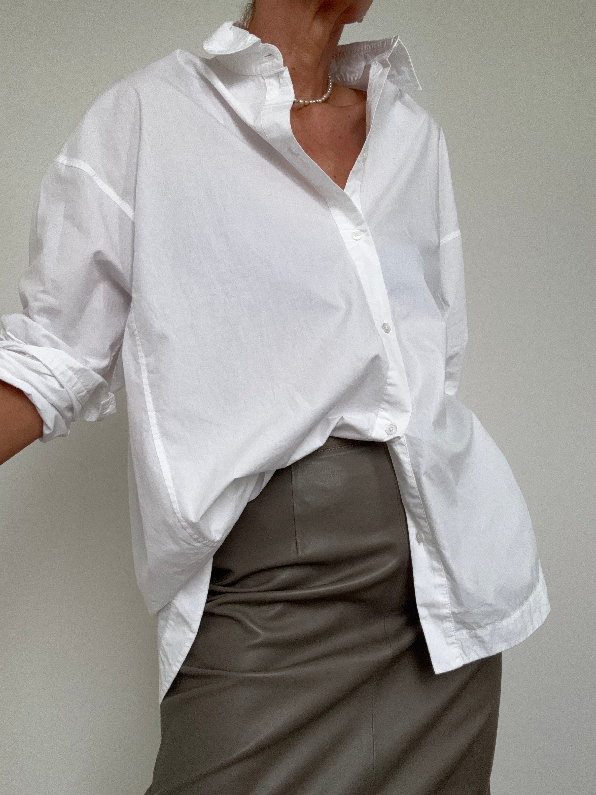 Oversized White Cotton Shirt | Tops