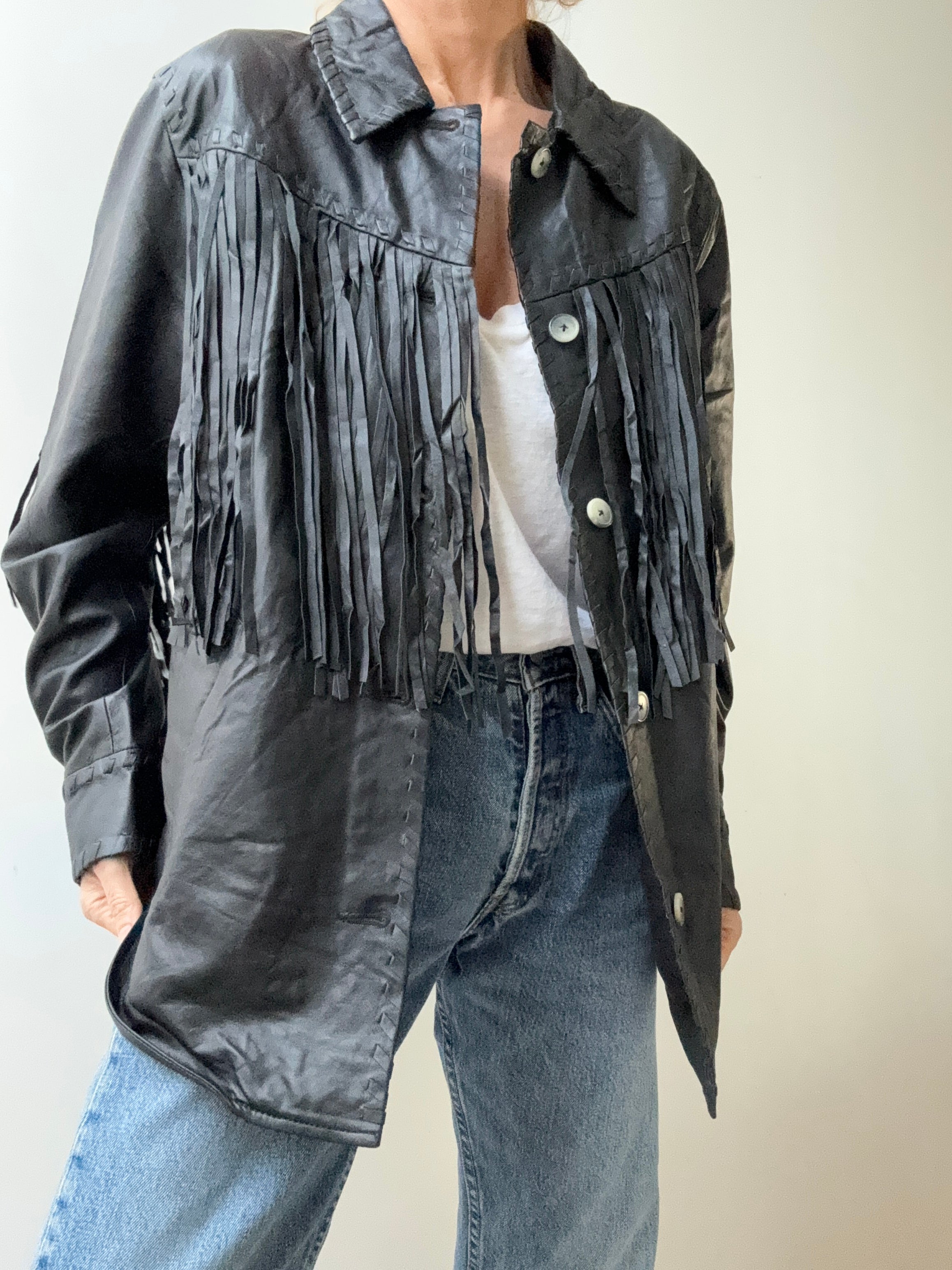 Idyllwind Amburn Leather Fringe Shacket | Jackets