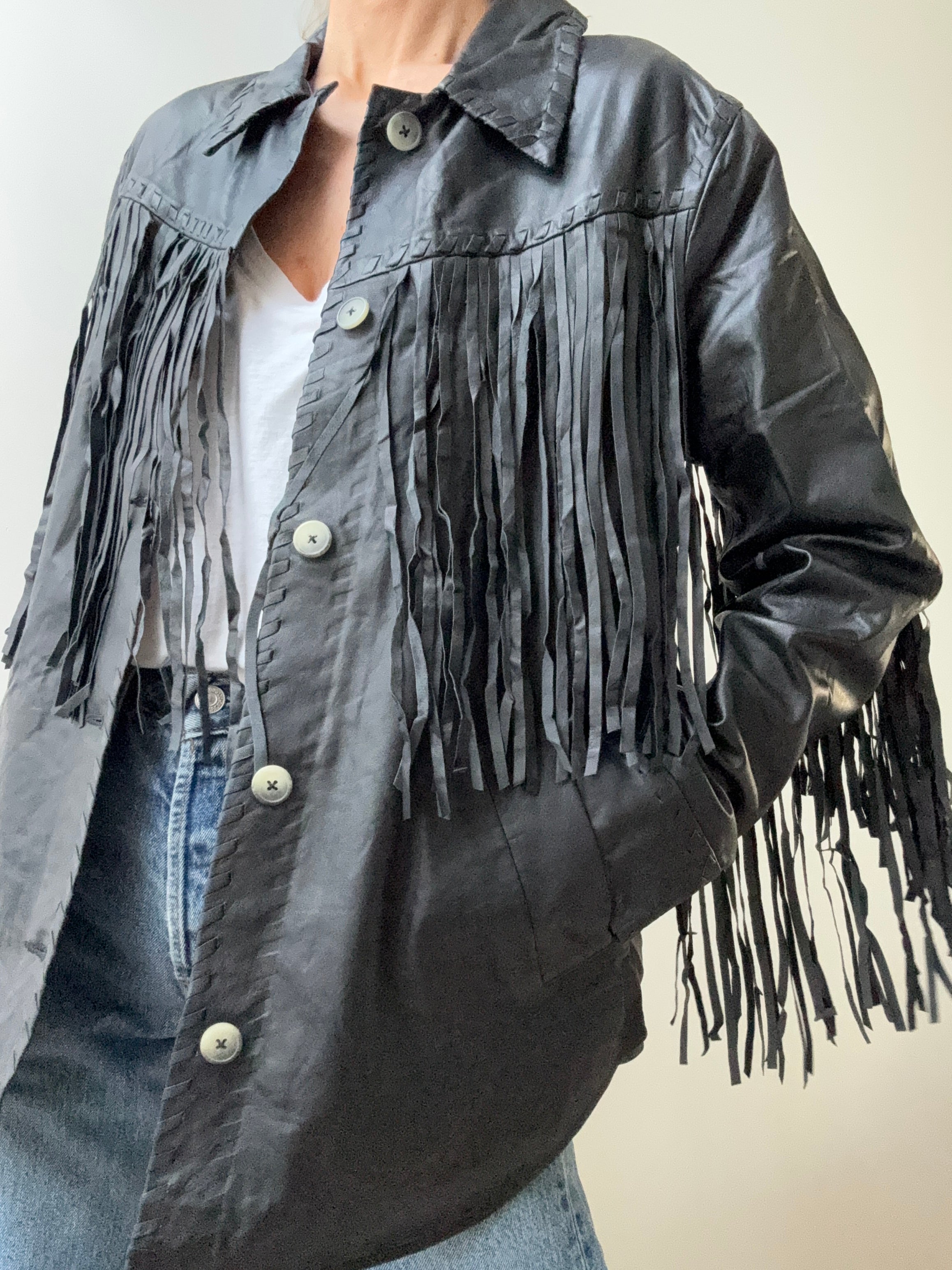 Idyllwind Amburn Leather Fringe Shacket | Jackets