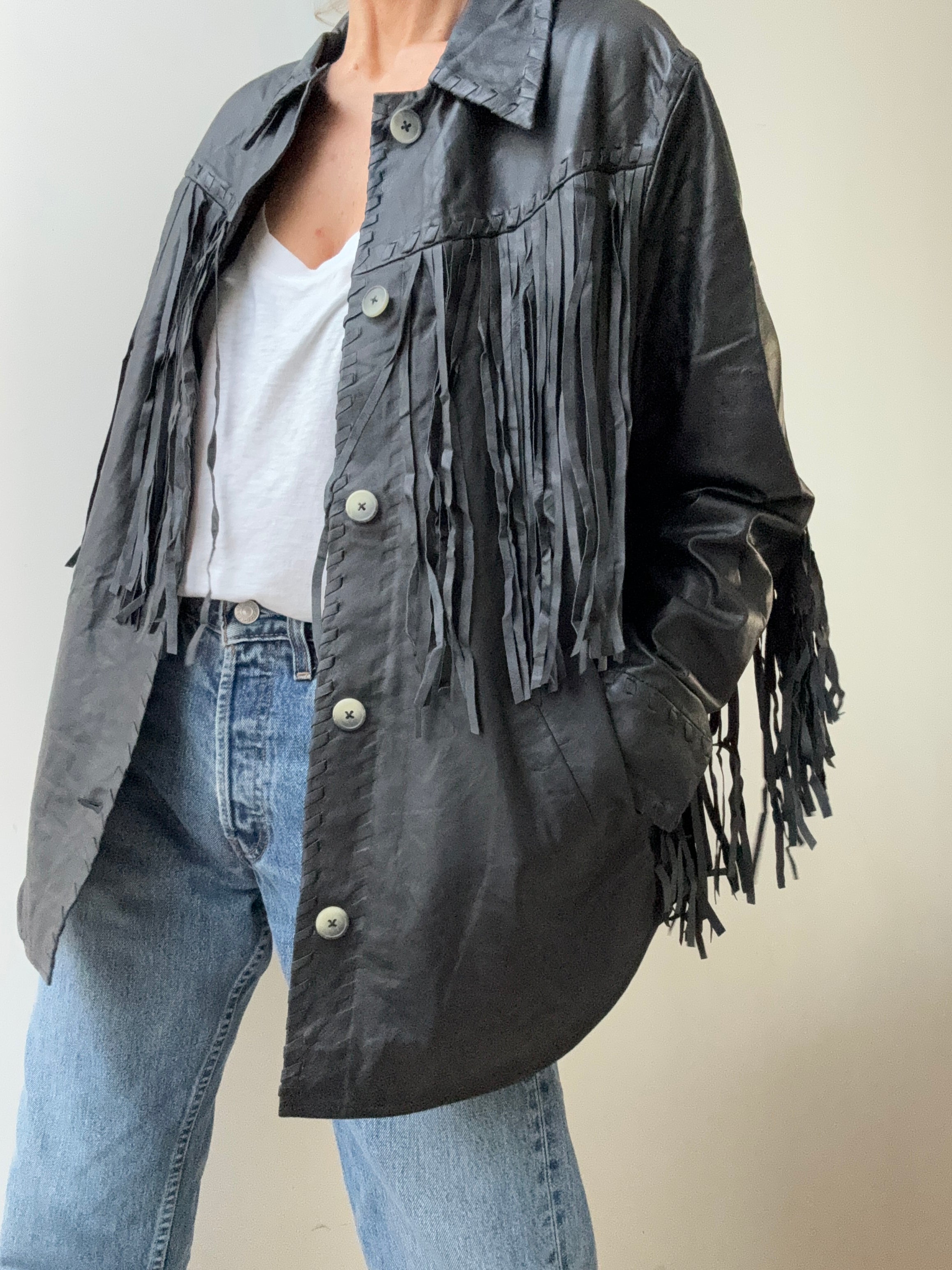 Idyllwind Amburn Leather Fringe Shacket | Jackets