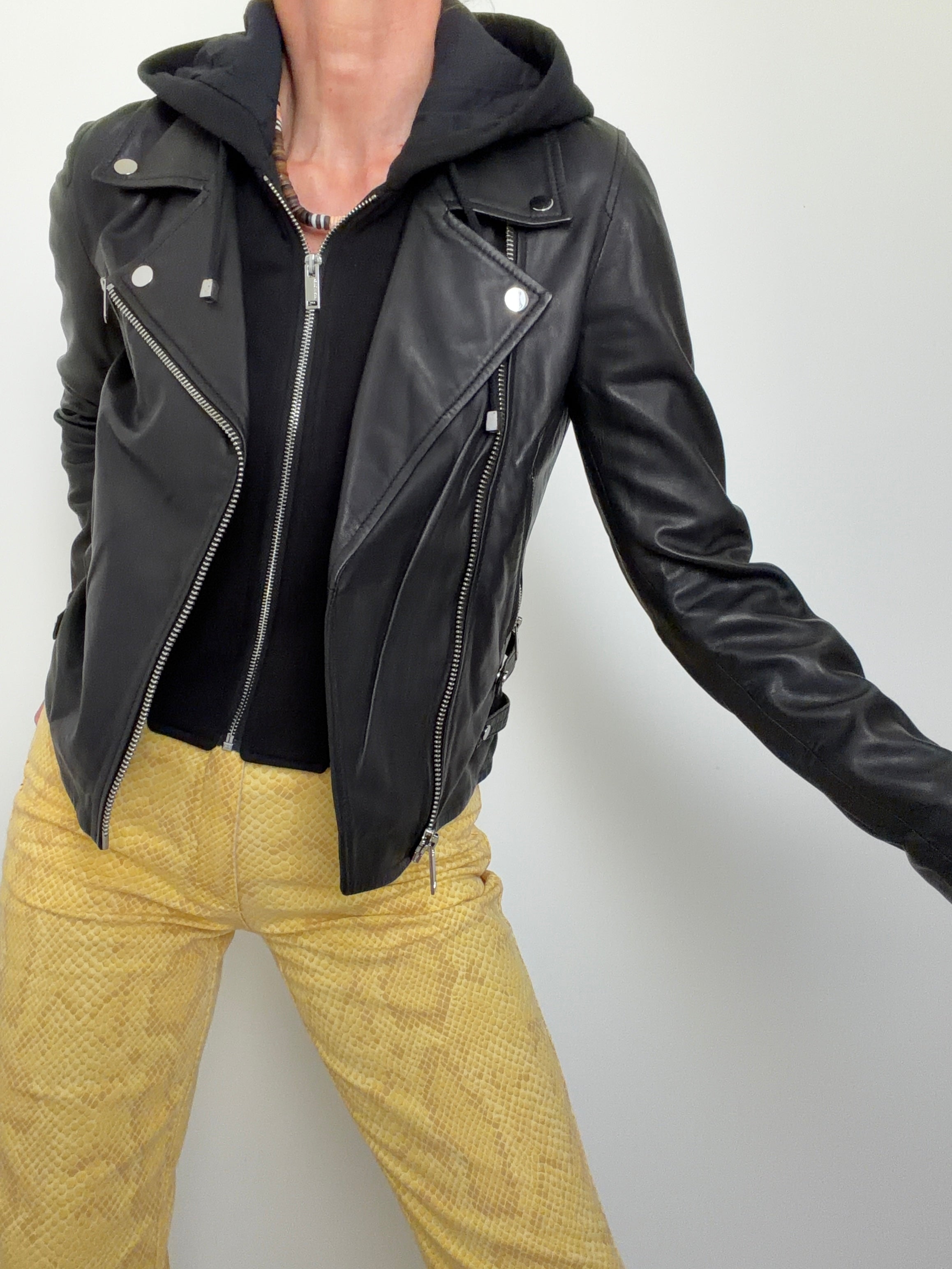 IKKS Jackets Small Leather Biker With Hood