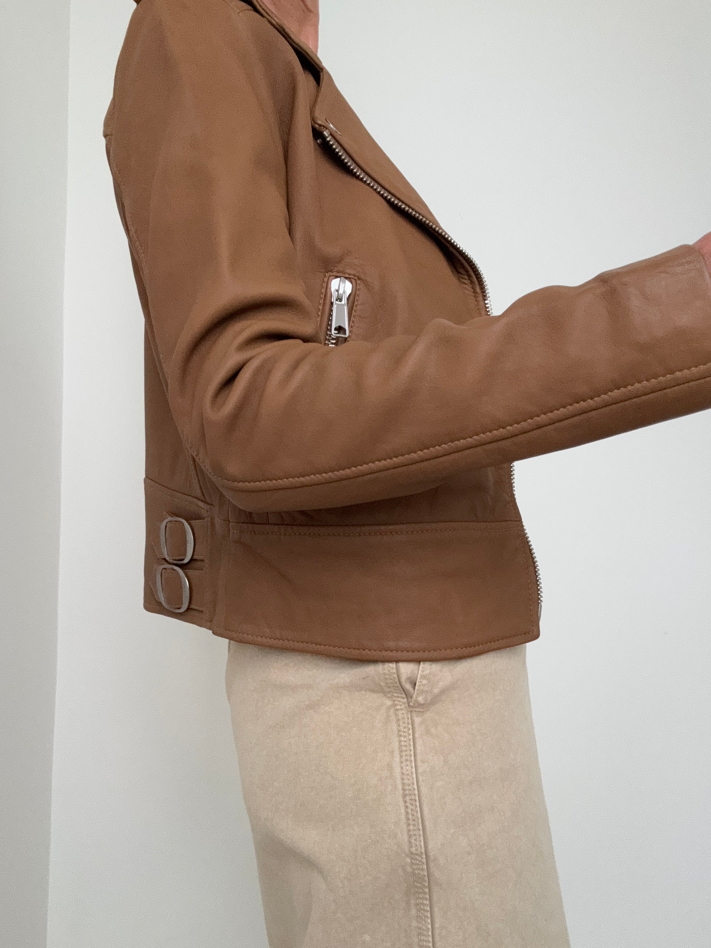 Soft Leather Tan Biker Jacket | Jackets