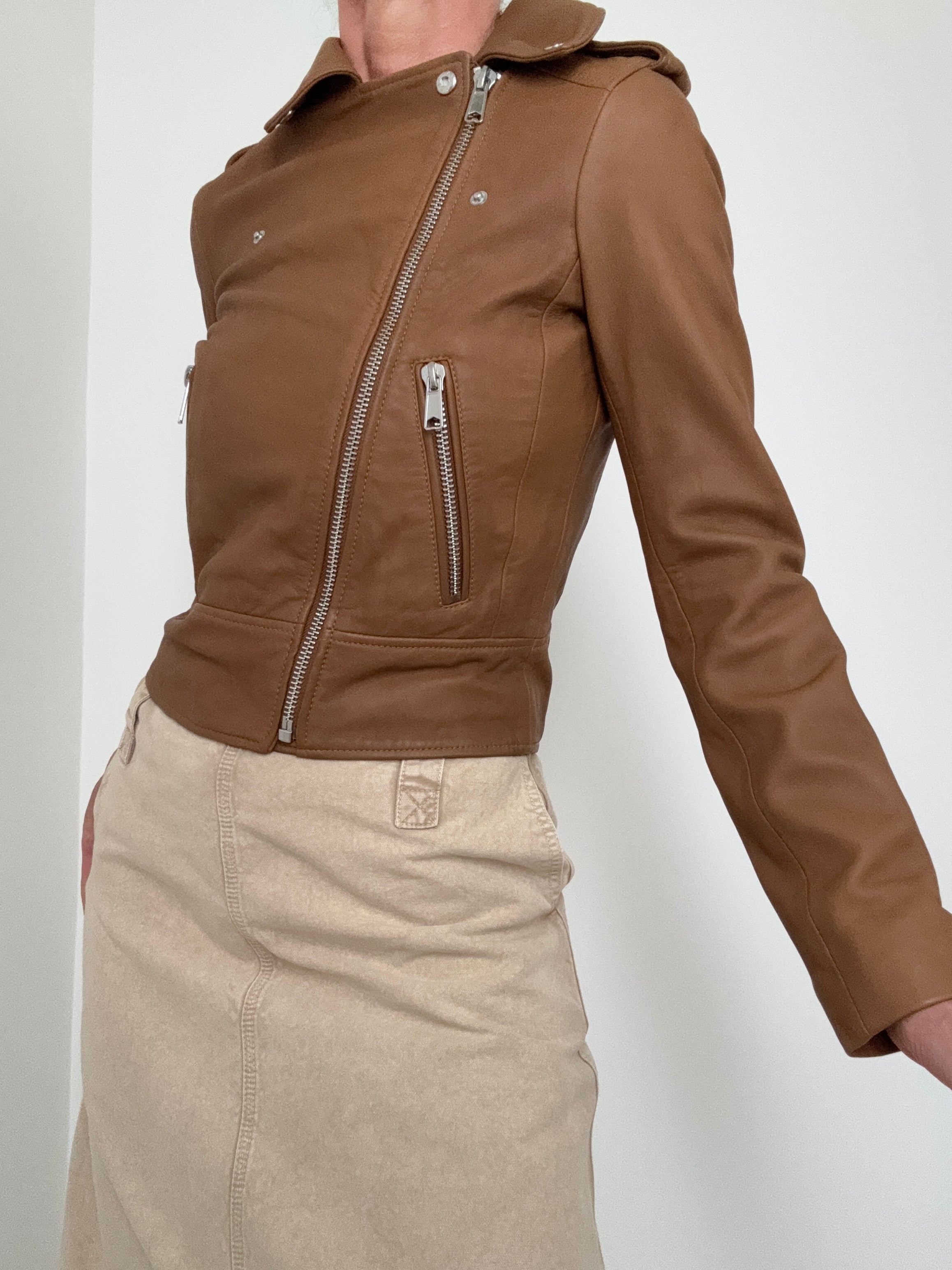 Soft Leather Tan Biker Jacket | Jackets