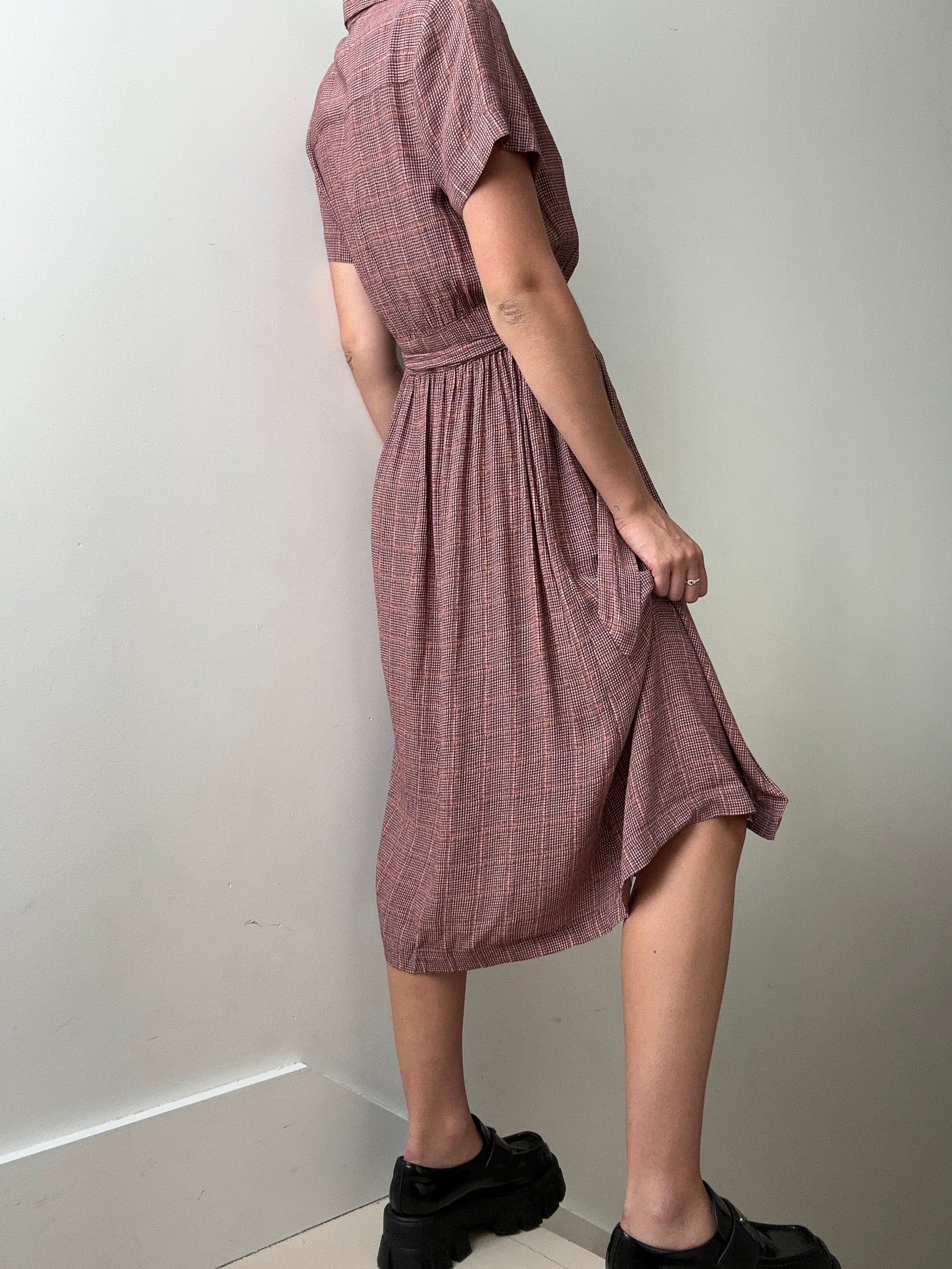 Indi & Cold Terracota Checked Shirtdress | Dresses