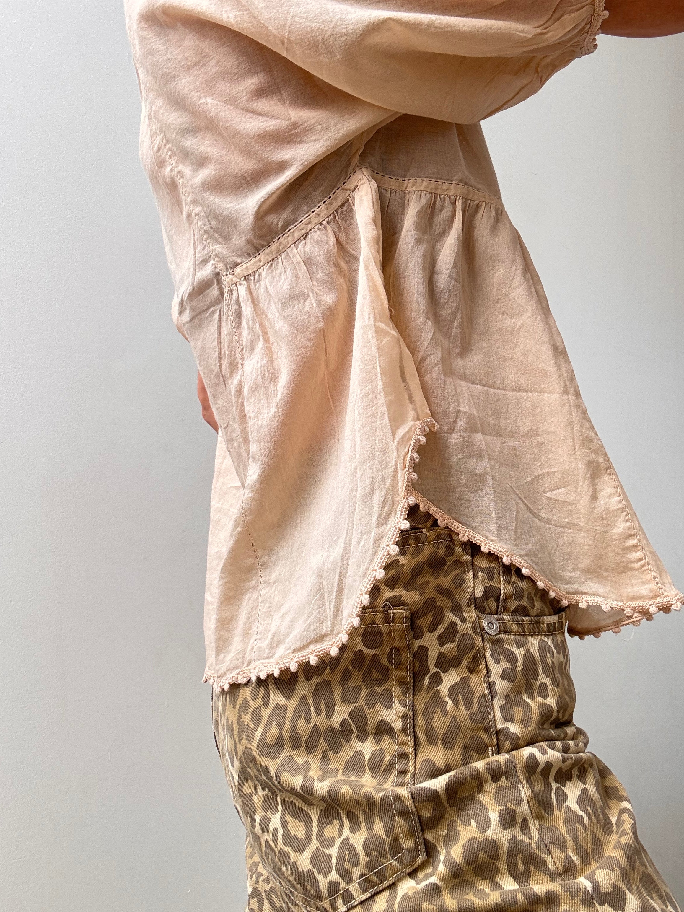 Peach Cotton Voile Top | Tops