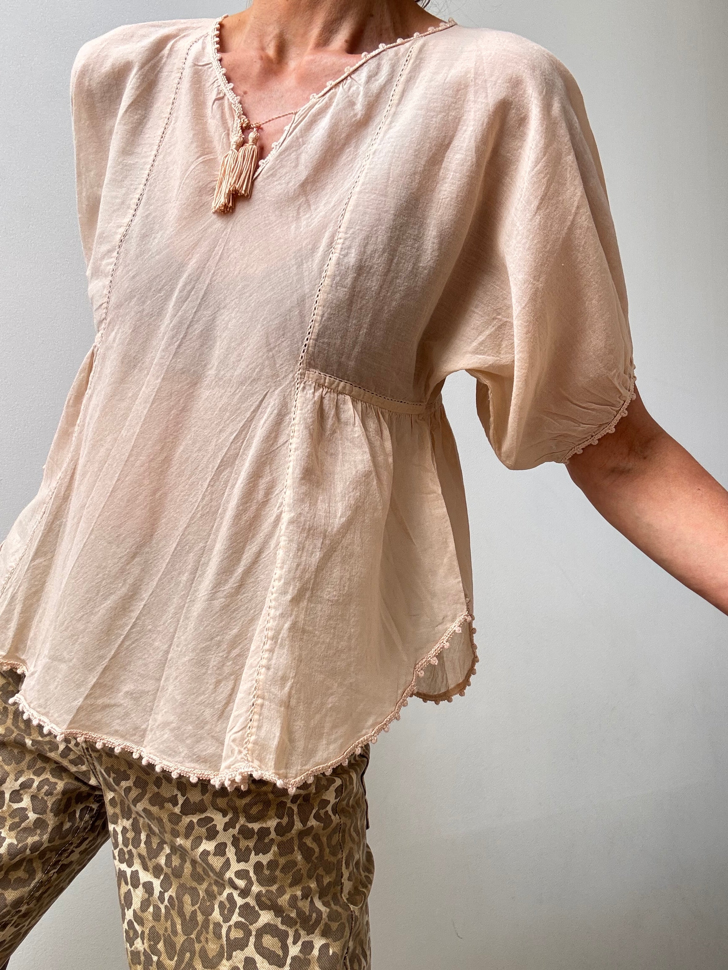 Peach Cotton Voile Top | Tops