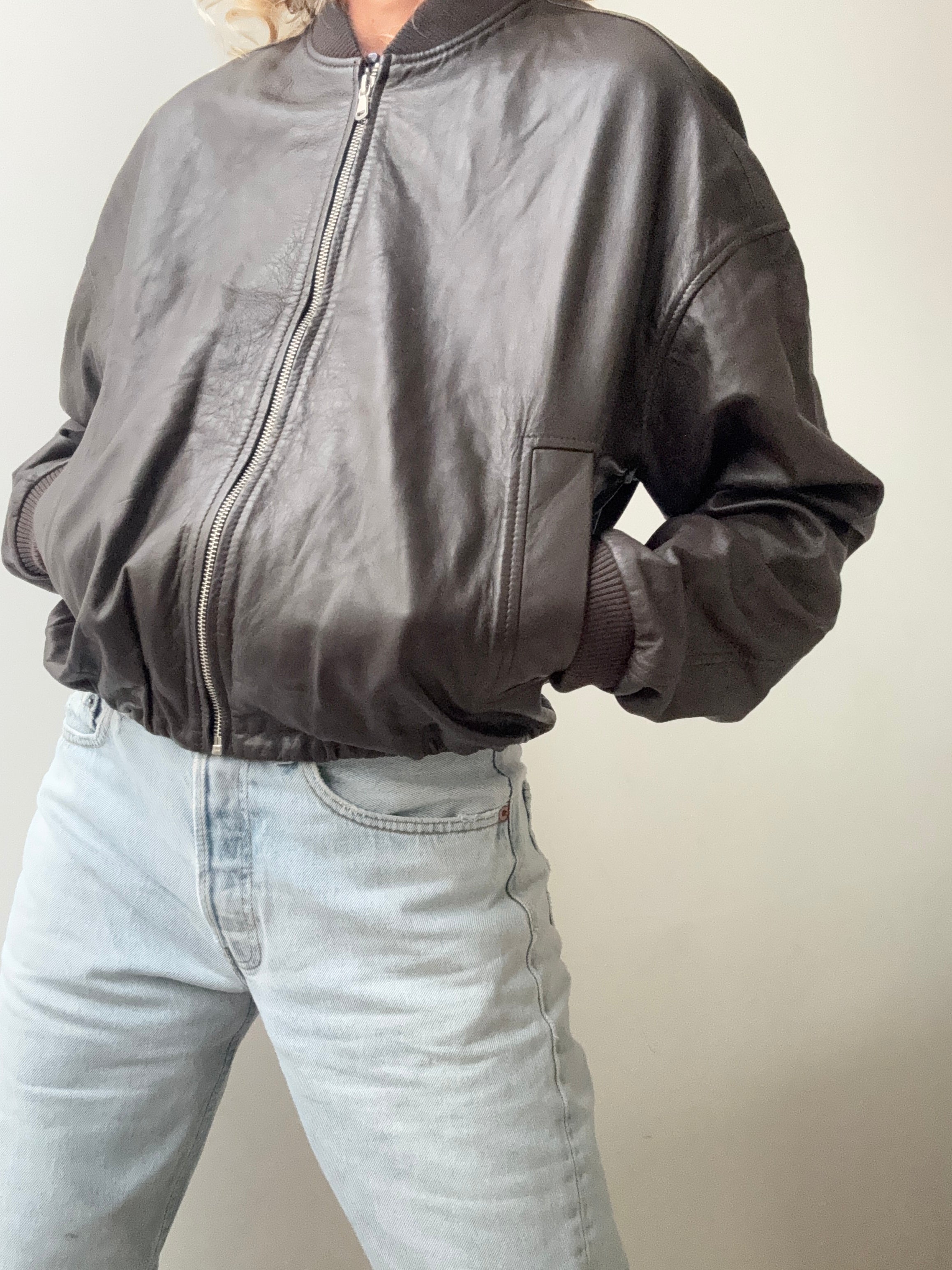 Jake*s Chocolate Leather Bomber Jacket | Jackets