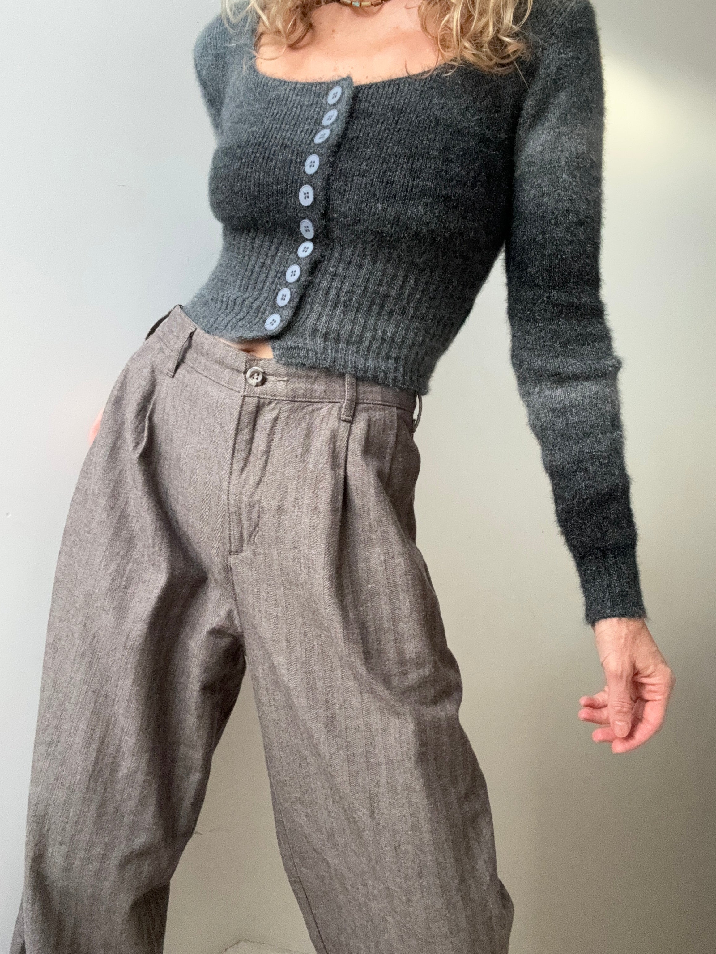 Grey Hues Square Neck Crop Cardigan | Cardigans