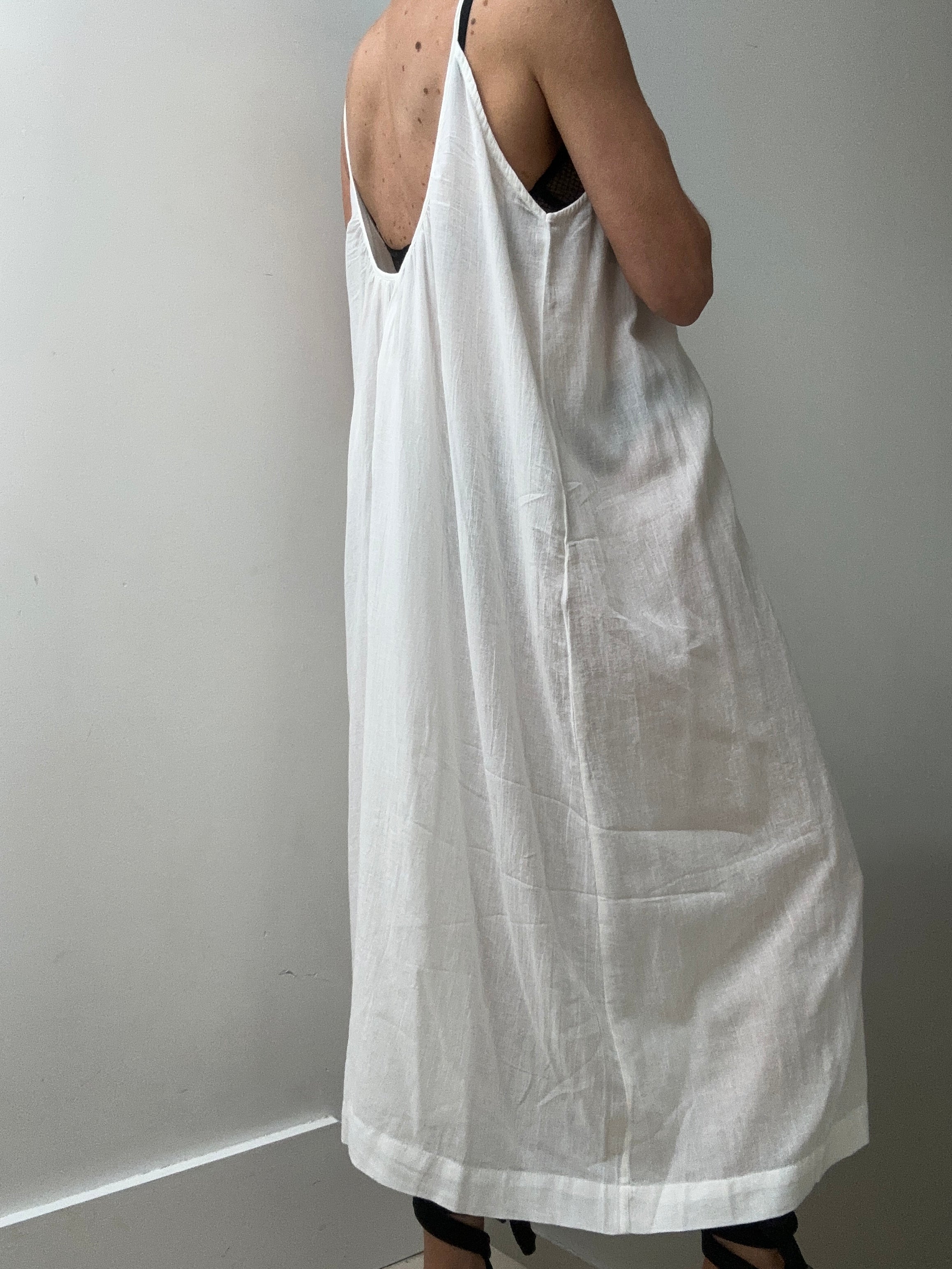 Jetsetbohemian Dresses One Size Tie Strap Cotton Dress in White