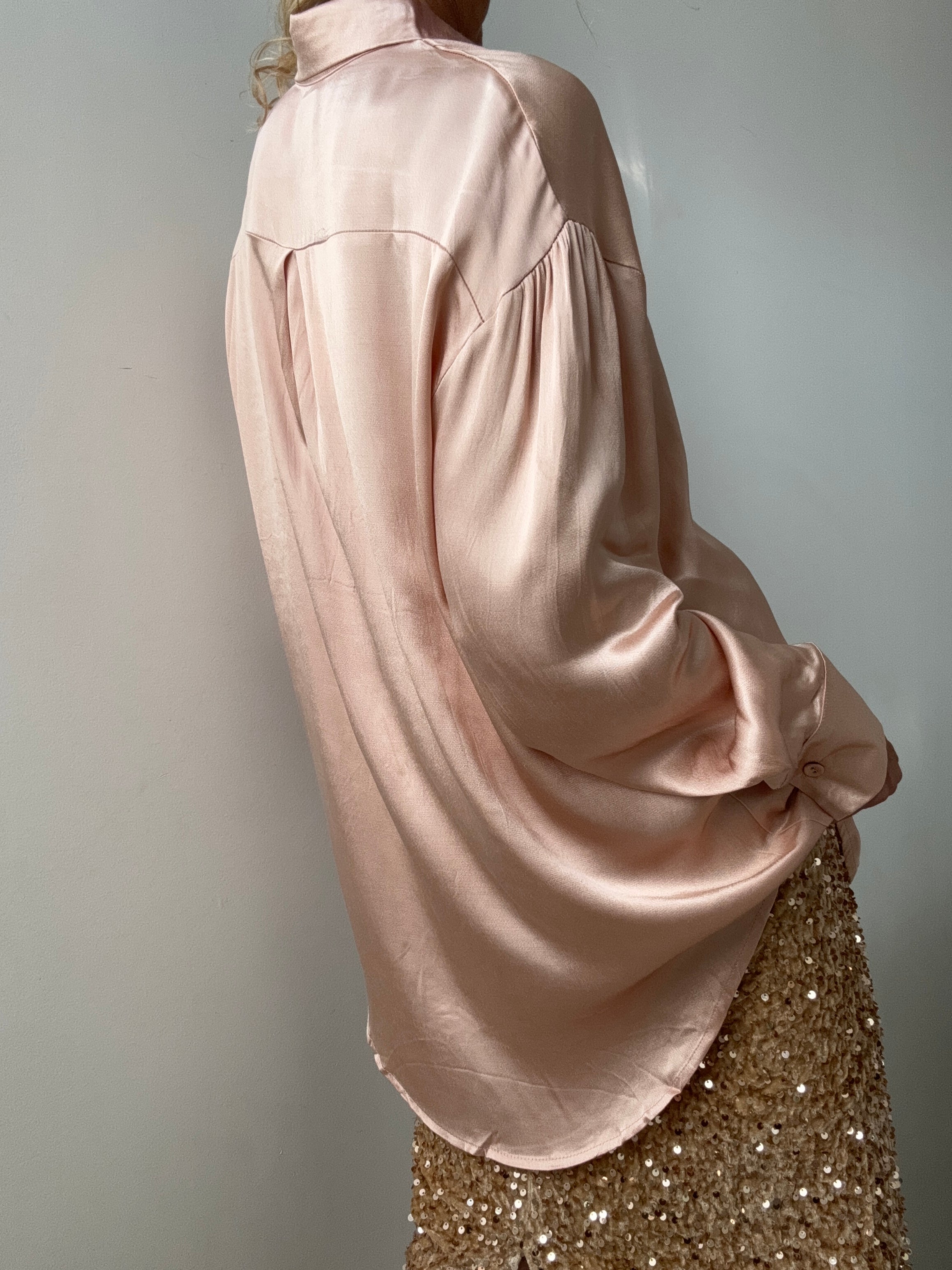 Liquid Dream Satin Shirt Soft Pink | Shirts