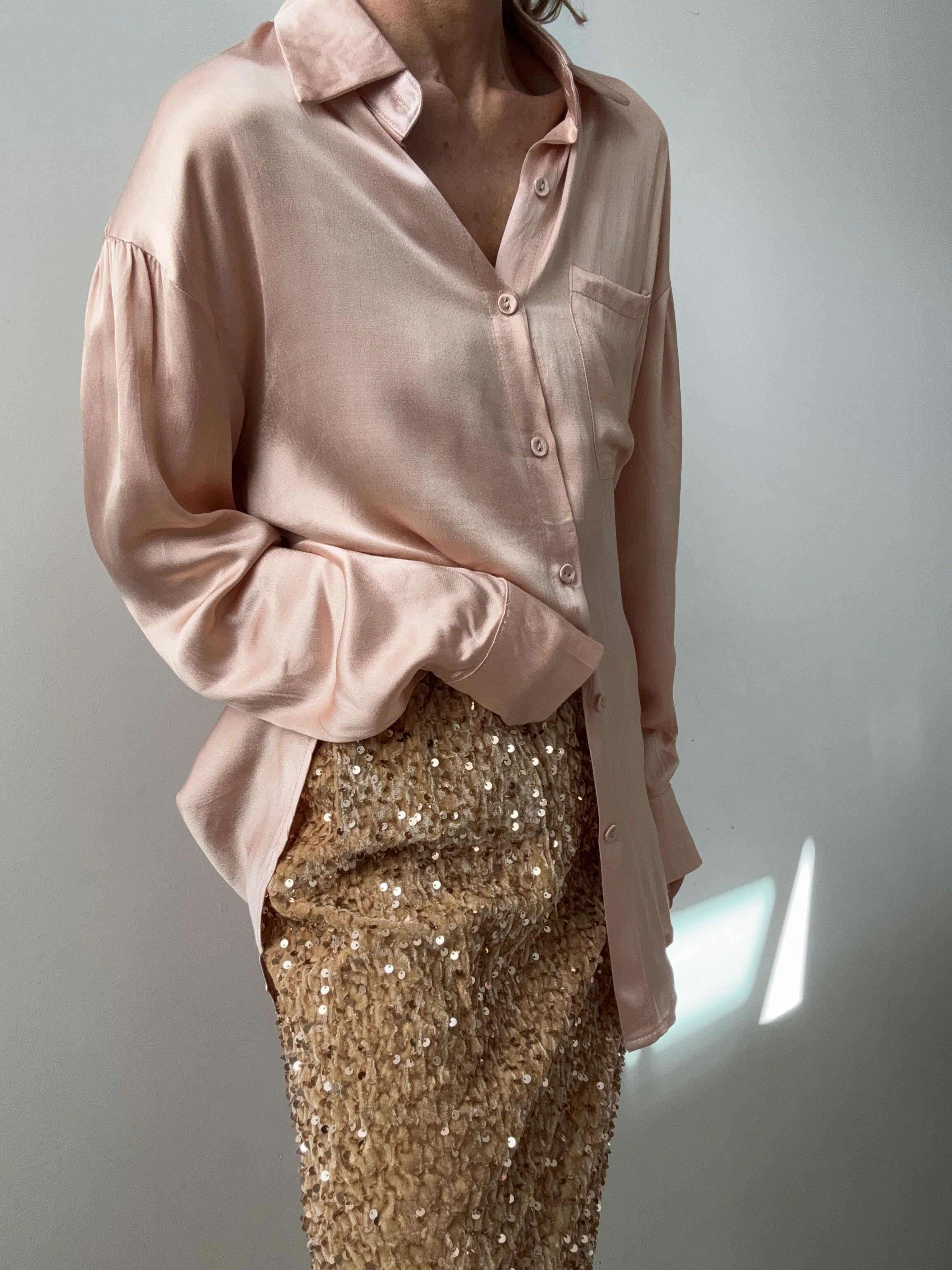 Liquid Dream Satin Shirt Soft Pink | Shirts