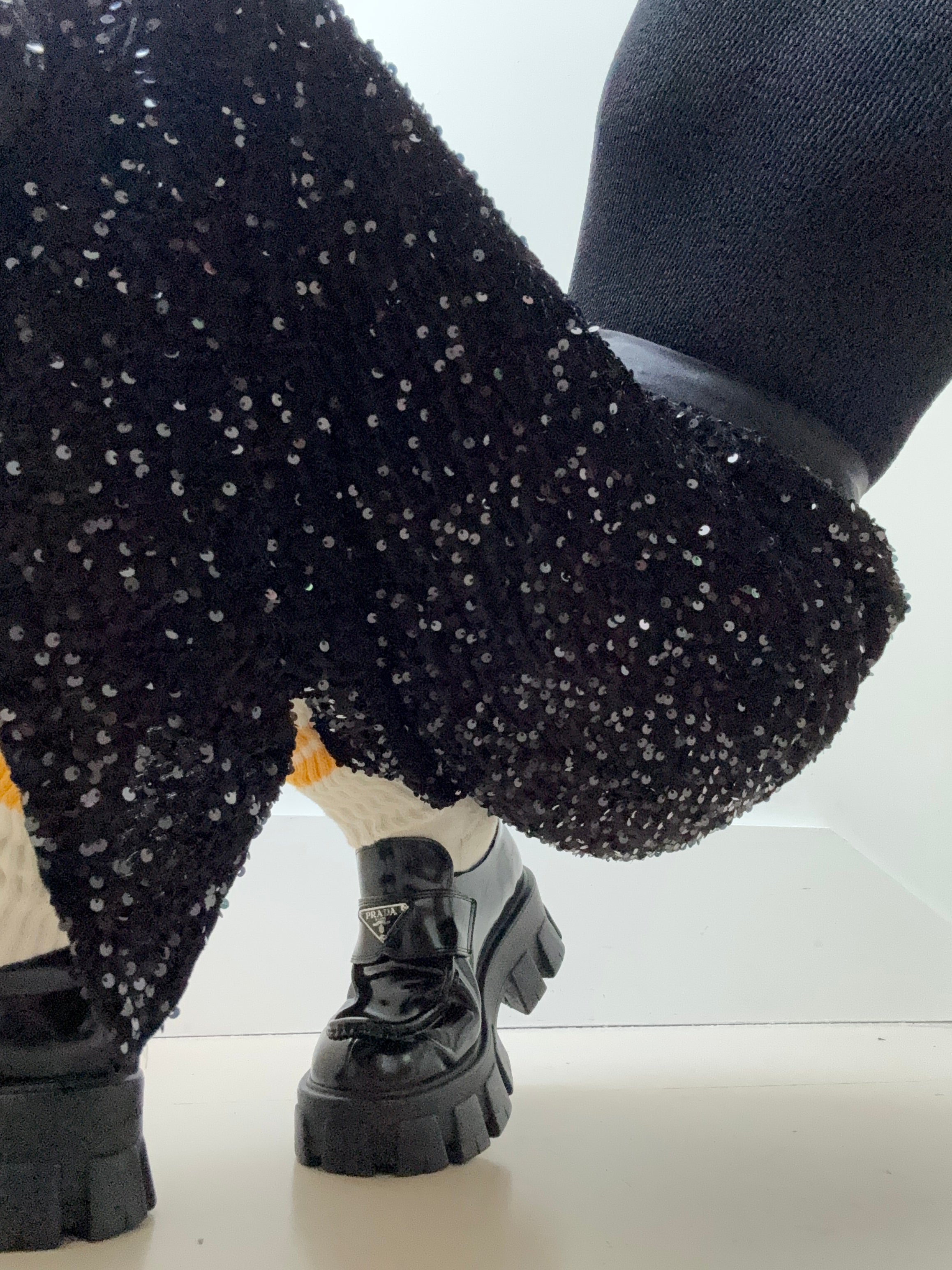 Jetsetbohemian Skirts Small-Medium Black on Black Sequin Midi Skirt