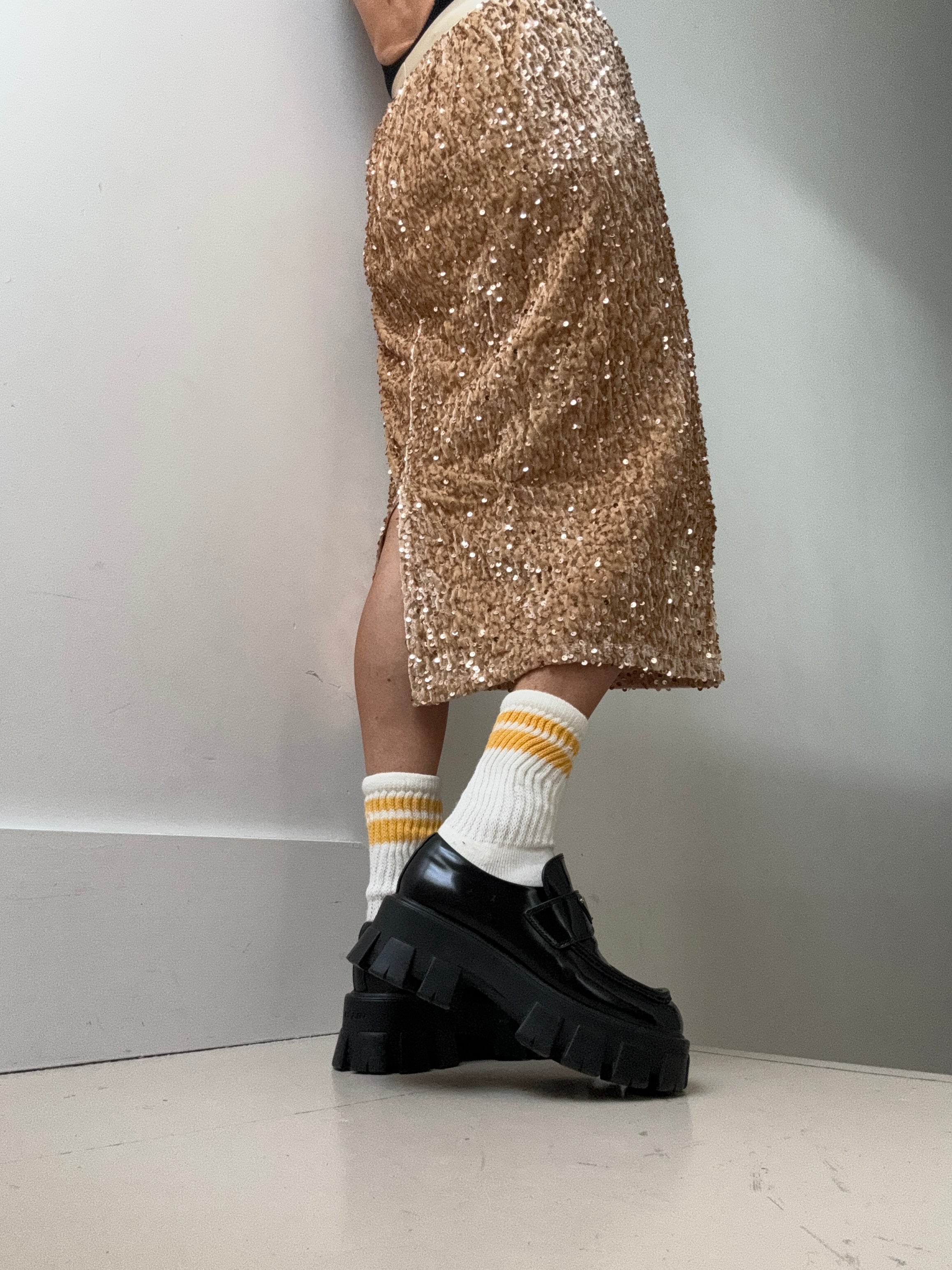 Champagne Sequin Midi Skirt | Skirts