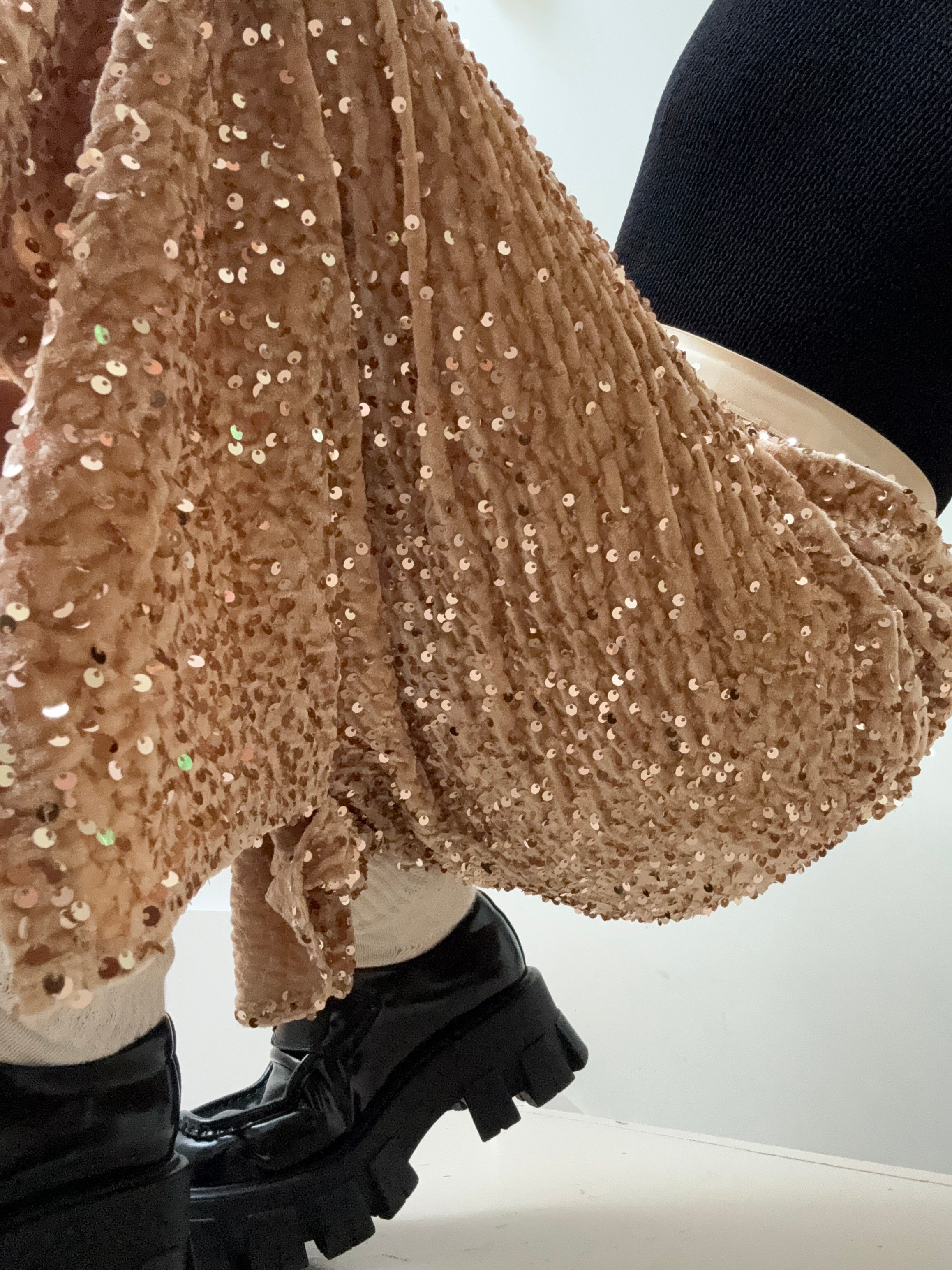 Champagne Sequin Midi Skirt | Skirts