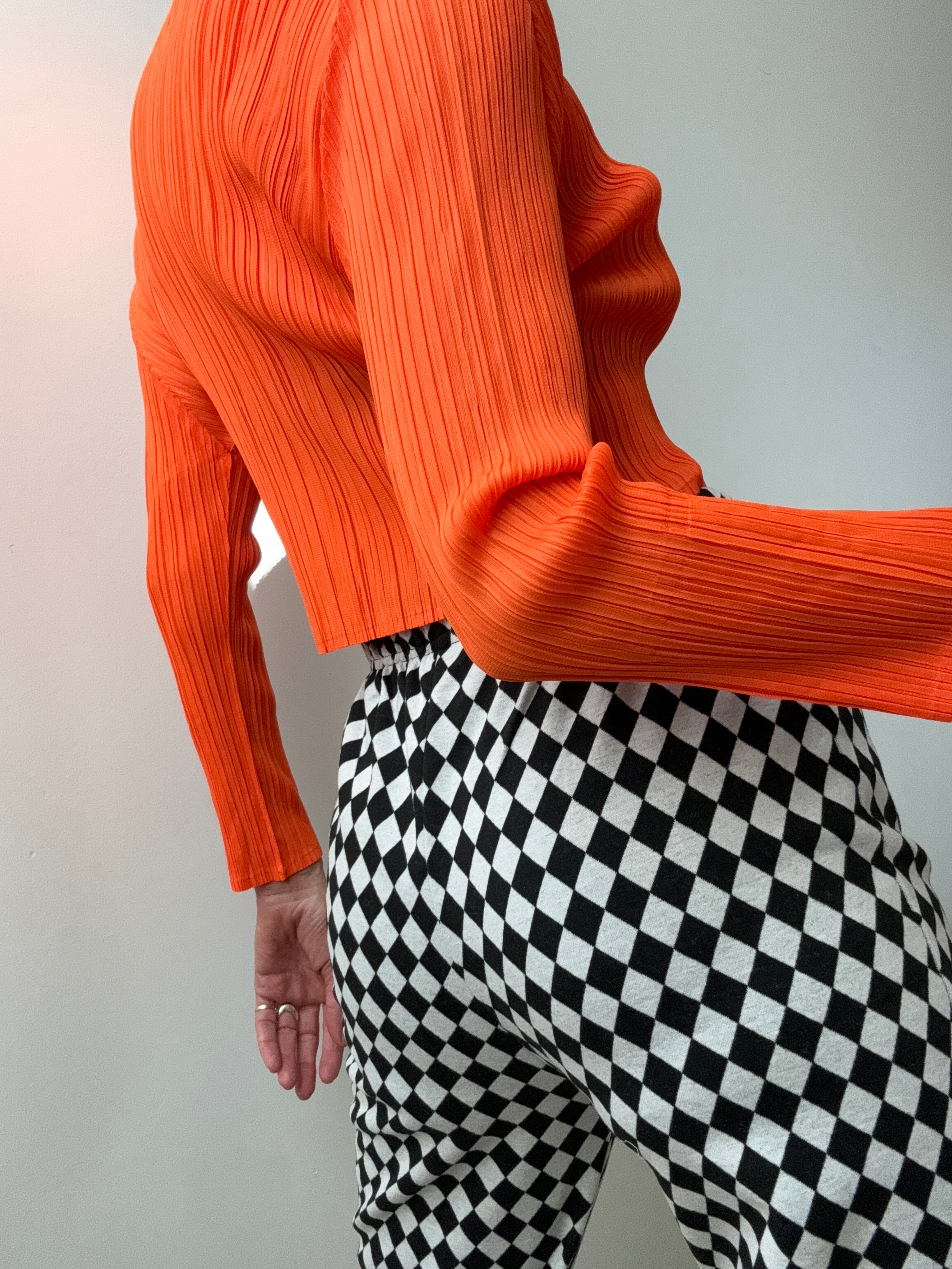 Pleat Me Long Sleeve Crop Top Tangerine | Tops