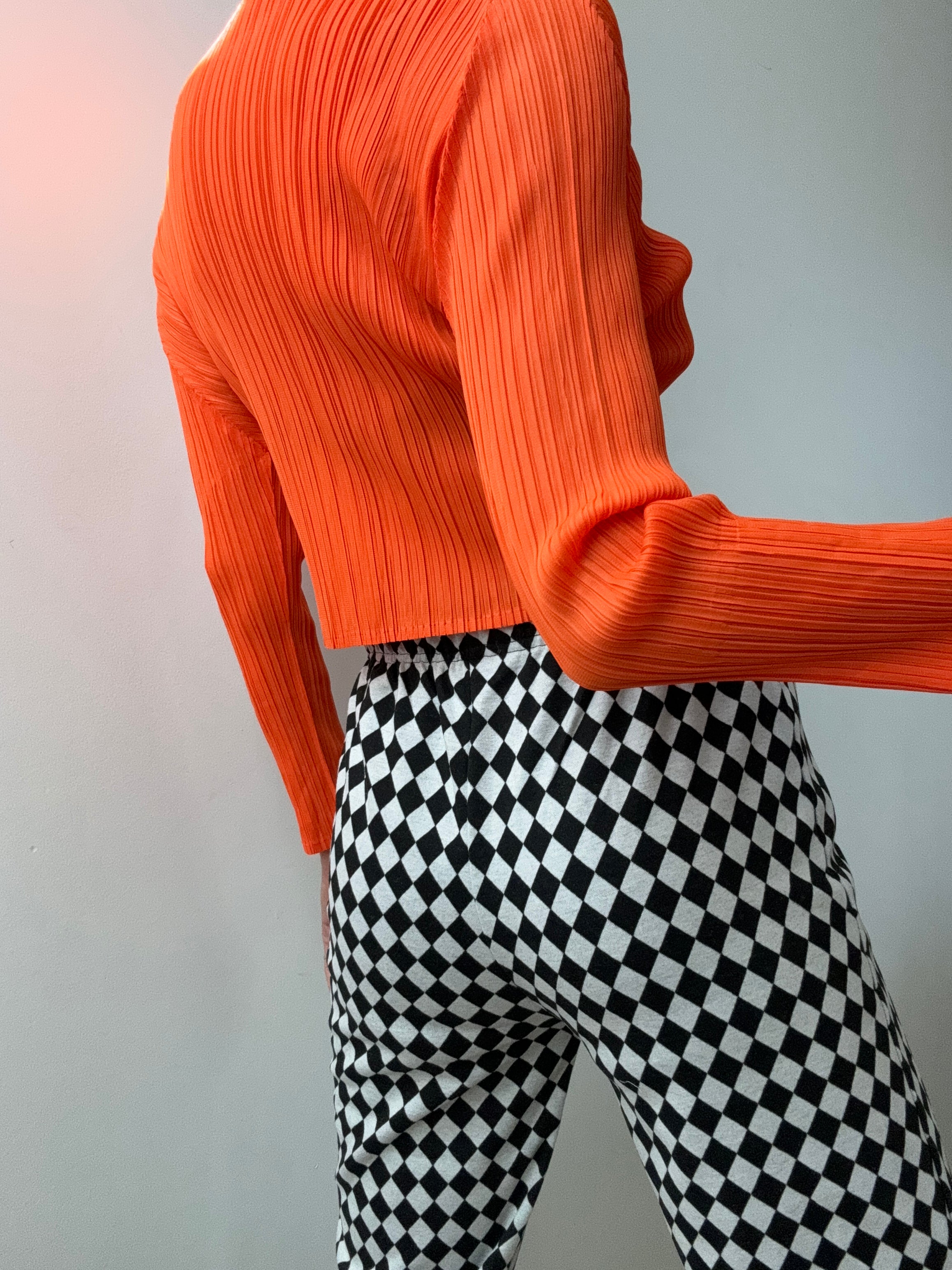 Pleat Me Long Sleeve Crop Top Tangerine | Tops