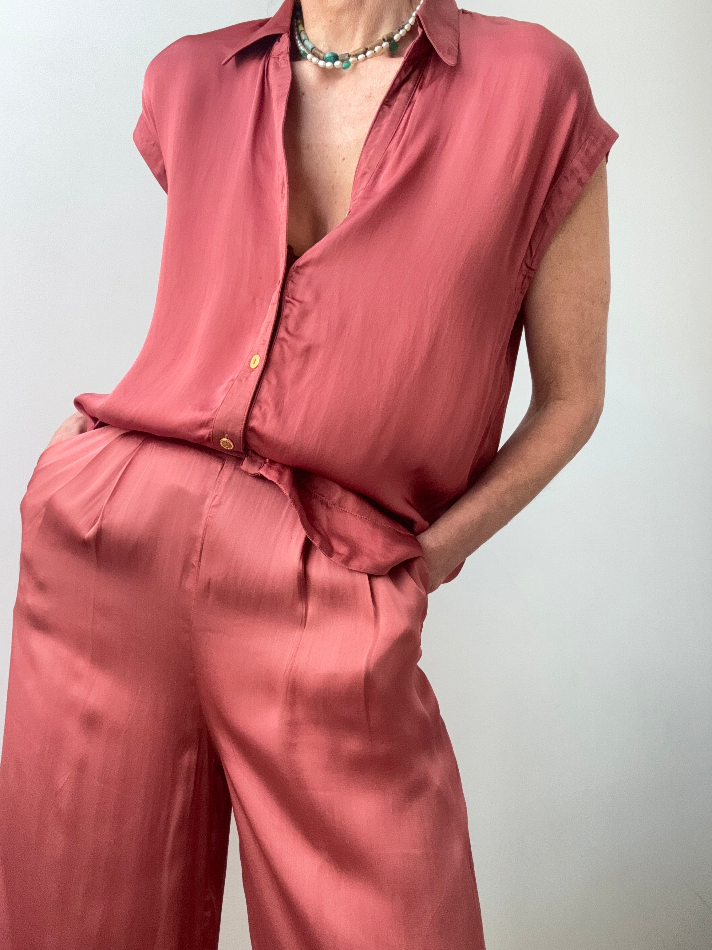 Lola Casademunt Satin Shirt Rust | Shirts