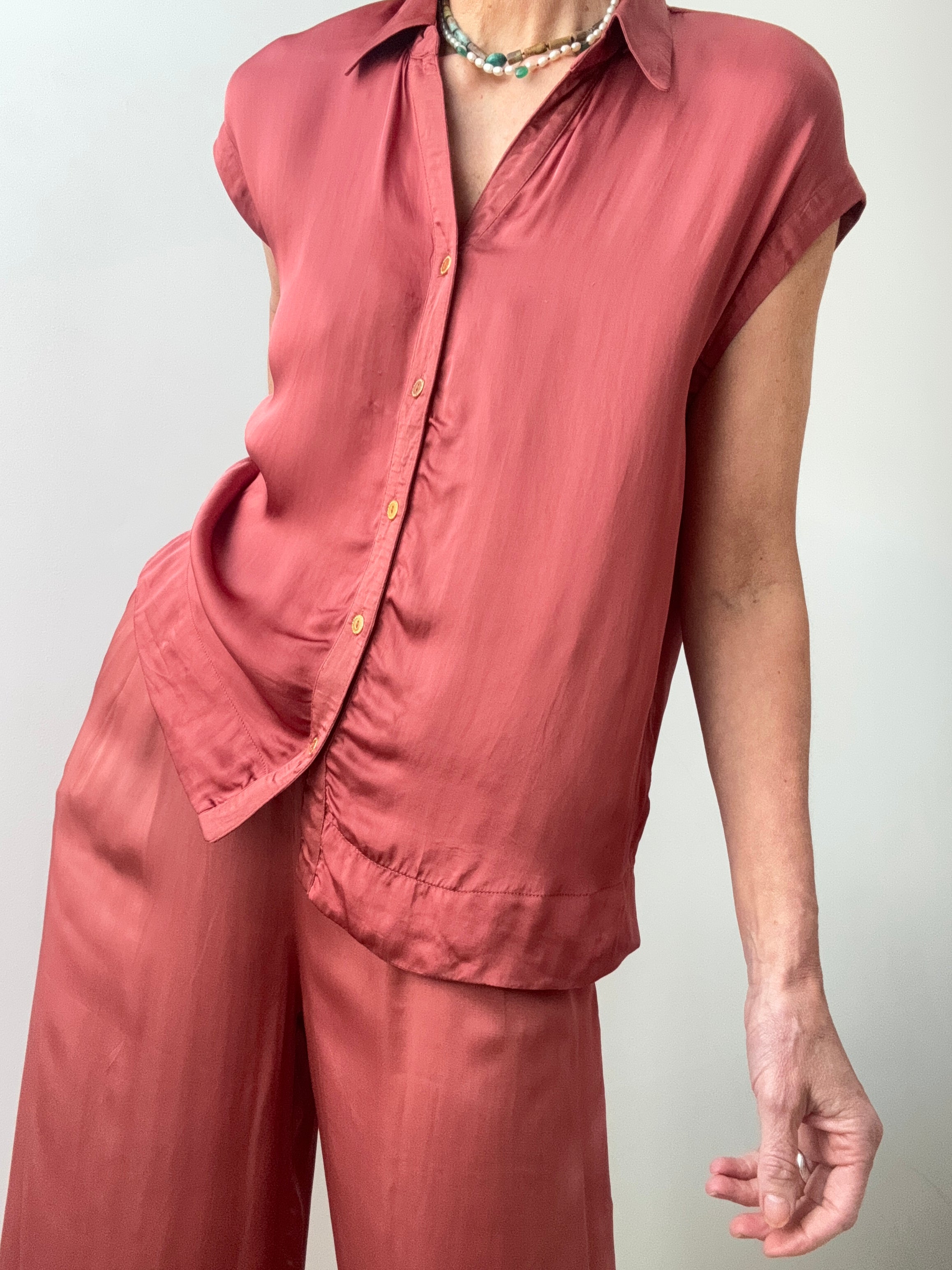 Lola Casademunt Satin Shirt Rust | Shirts