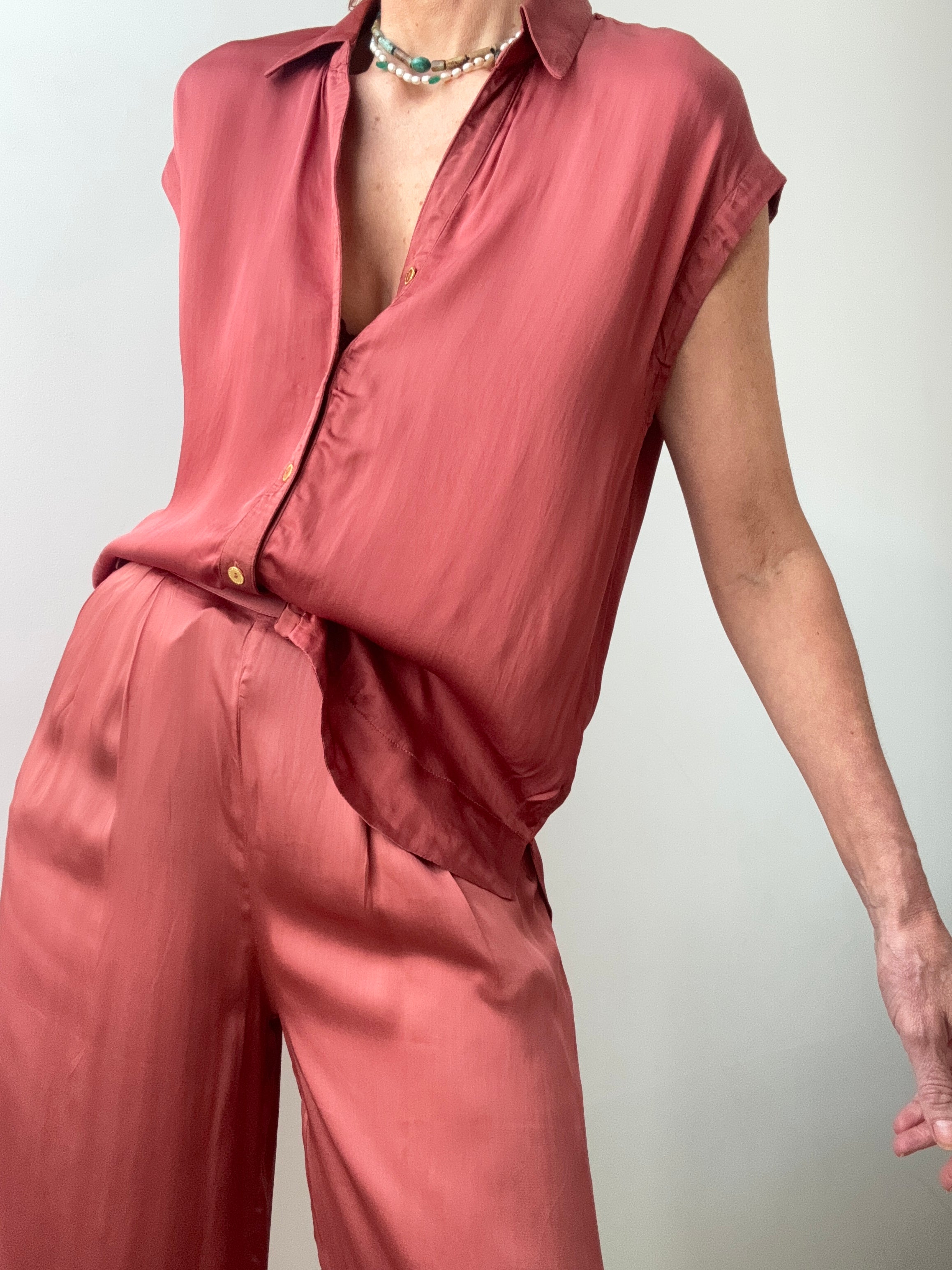 Lola Casademunt Satin Shirt Rust | Shirts