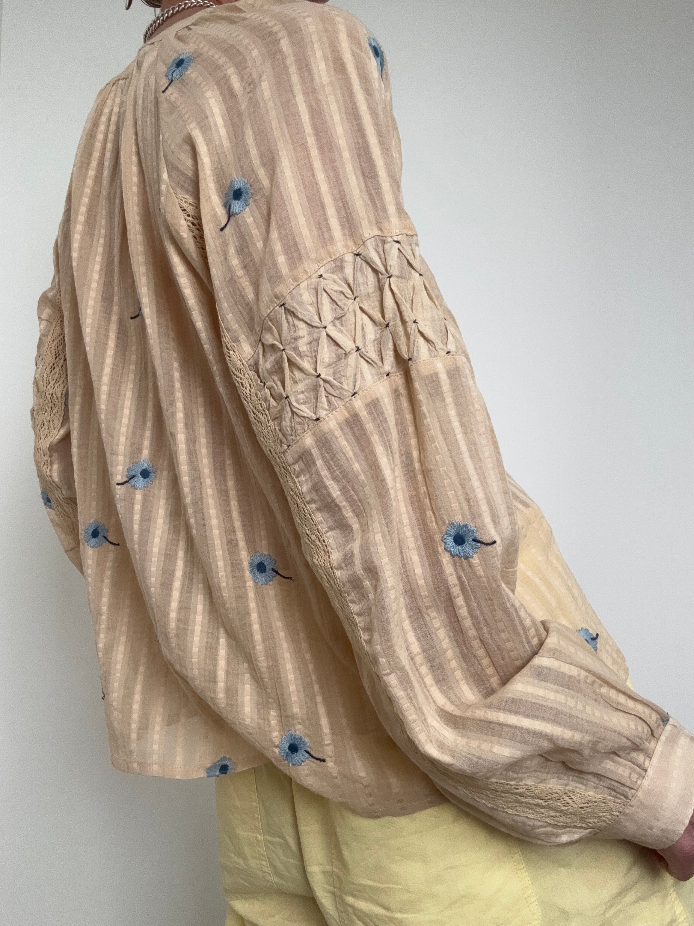 Love Stitch Fancy Tops Cornflowers Cotton Blouse