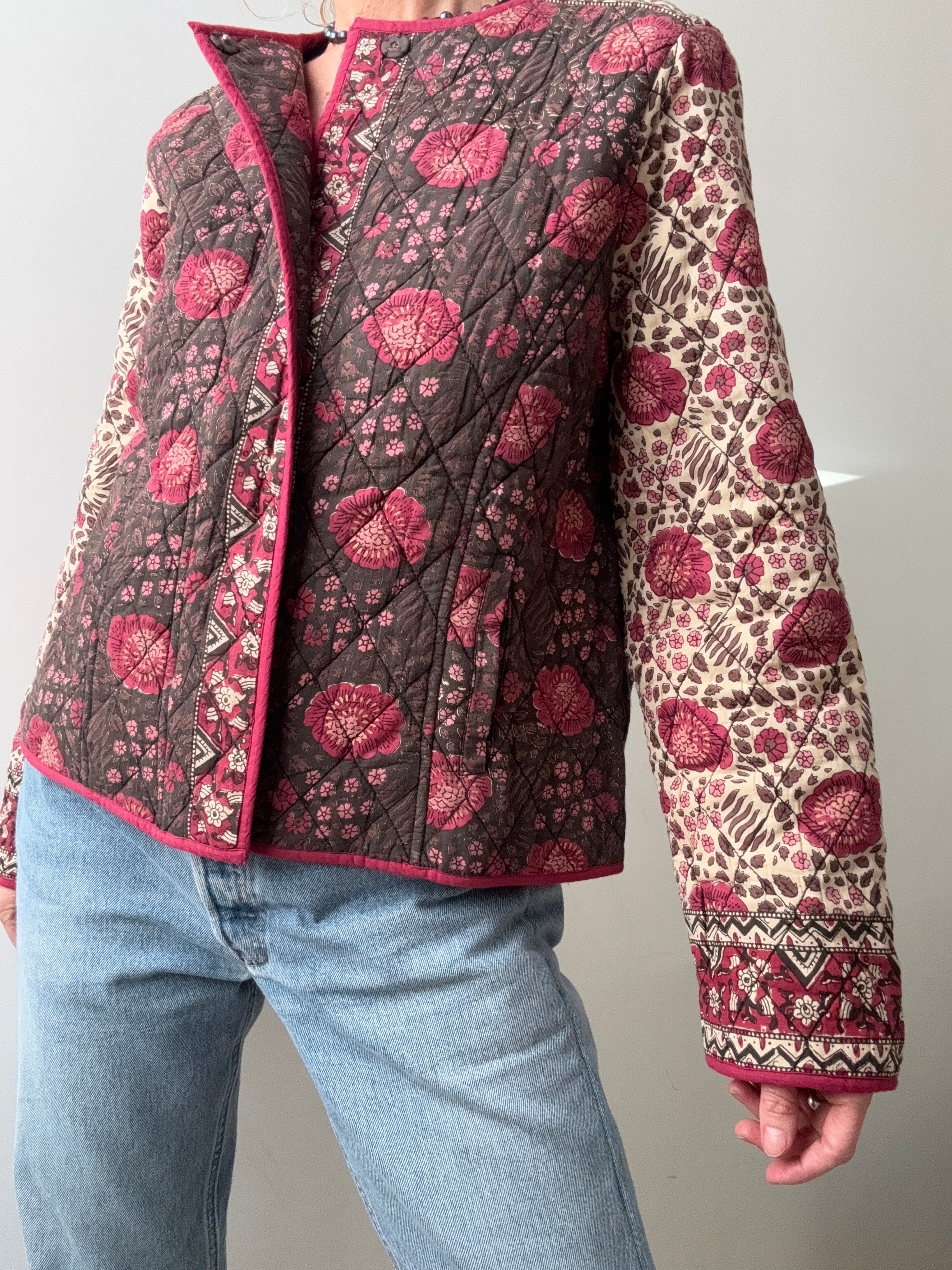 Floral Dorris Quilted Jacket Pink | Jackets