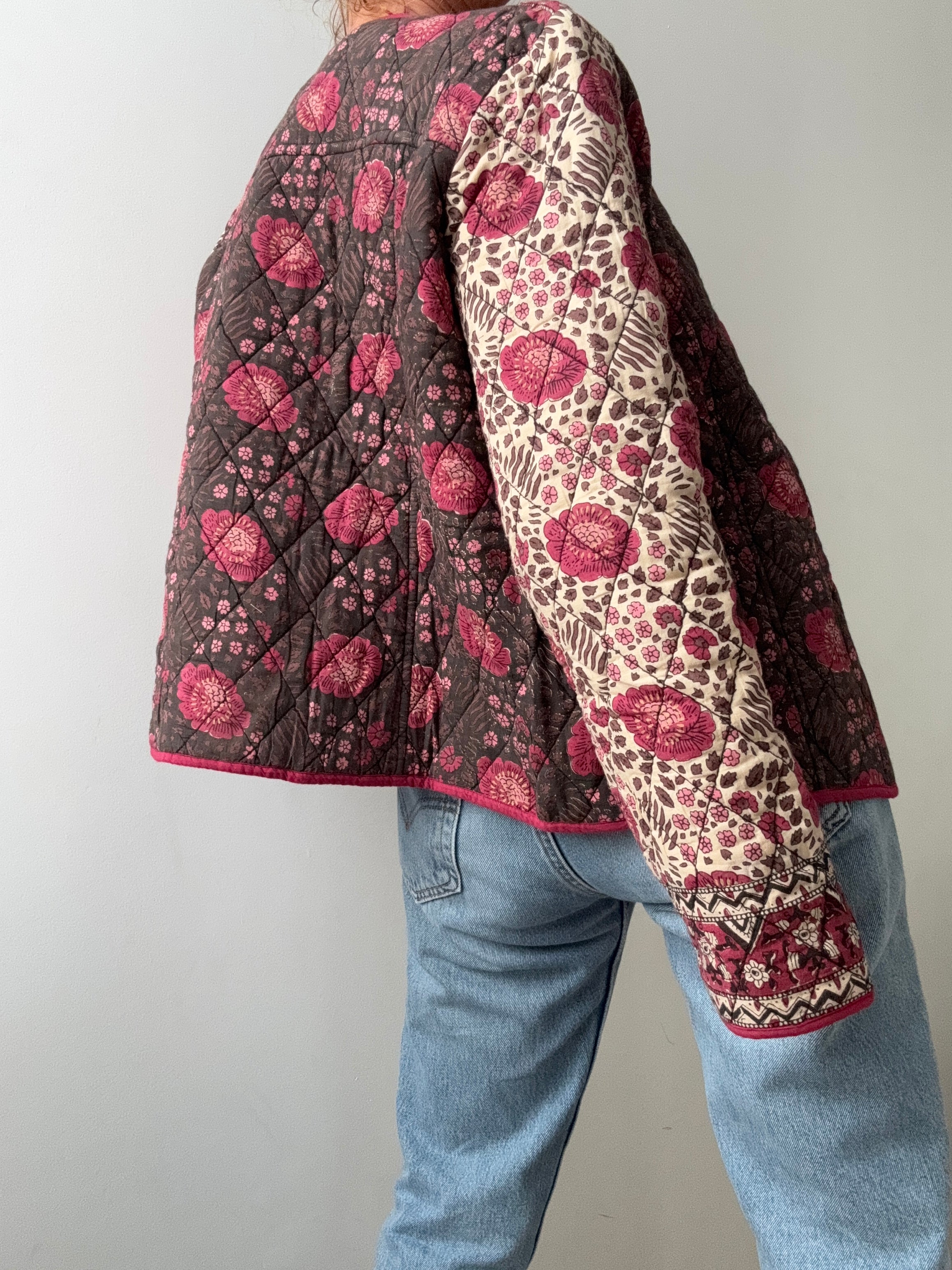 Floral Dorris Quilted Jacket Pink | Jackets