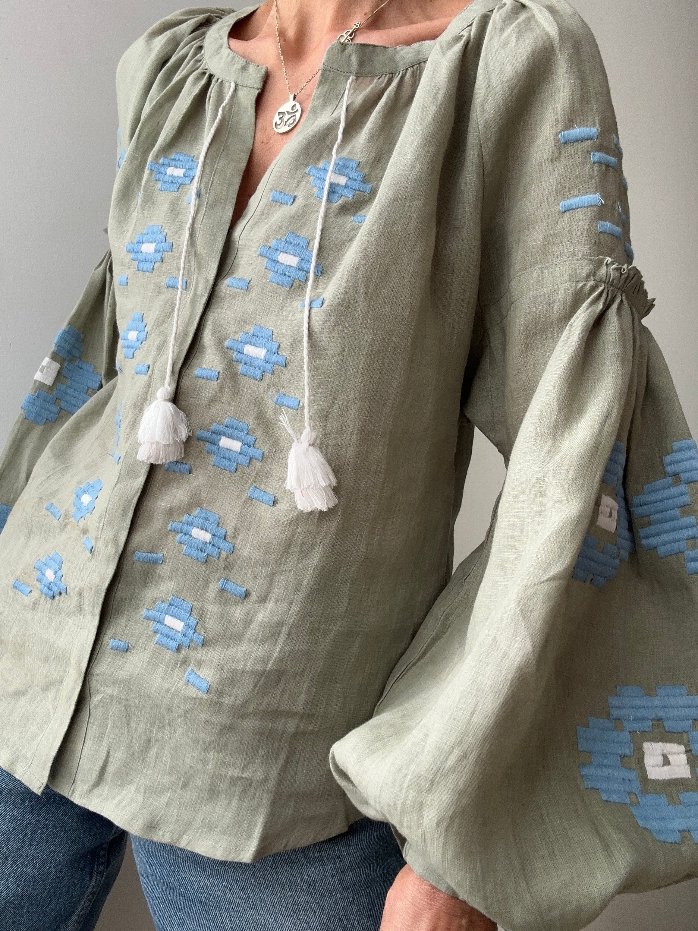 March 11 Blouse Sage Green Blue | Blouses